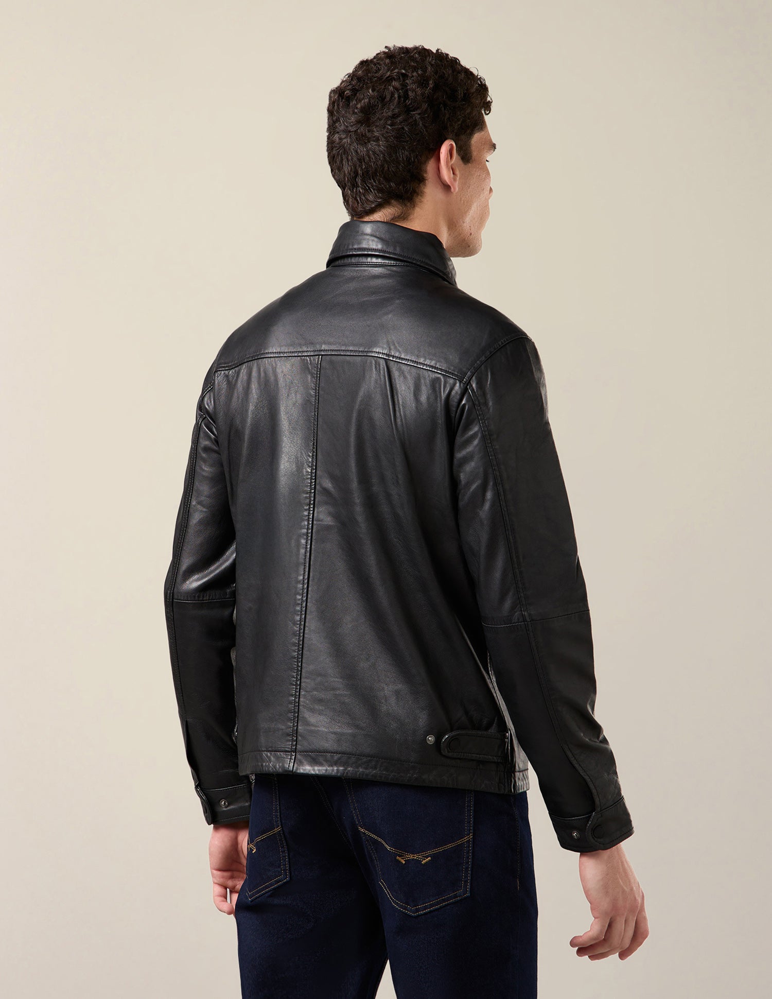 Solid Leather Jacket Black - U.S. Polo Assn. India | Large