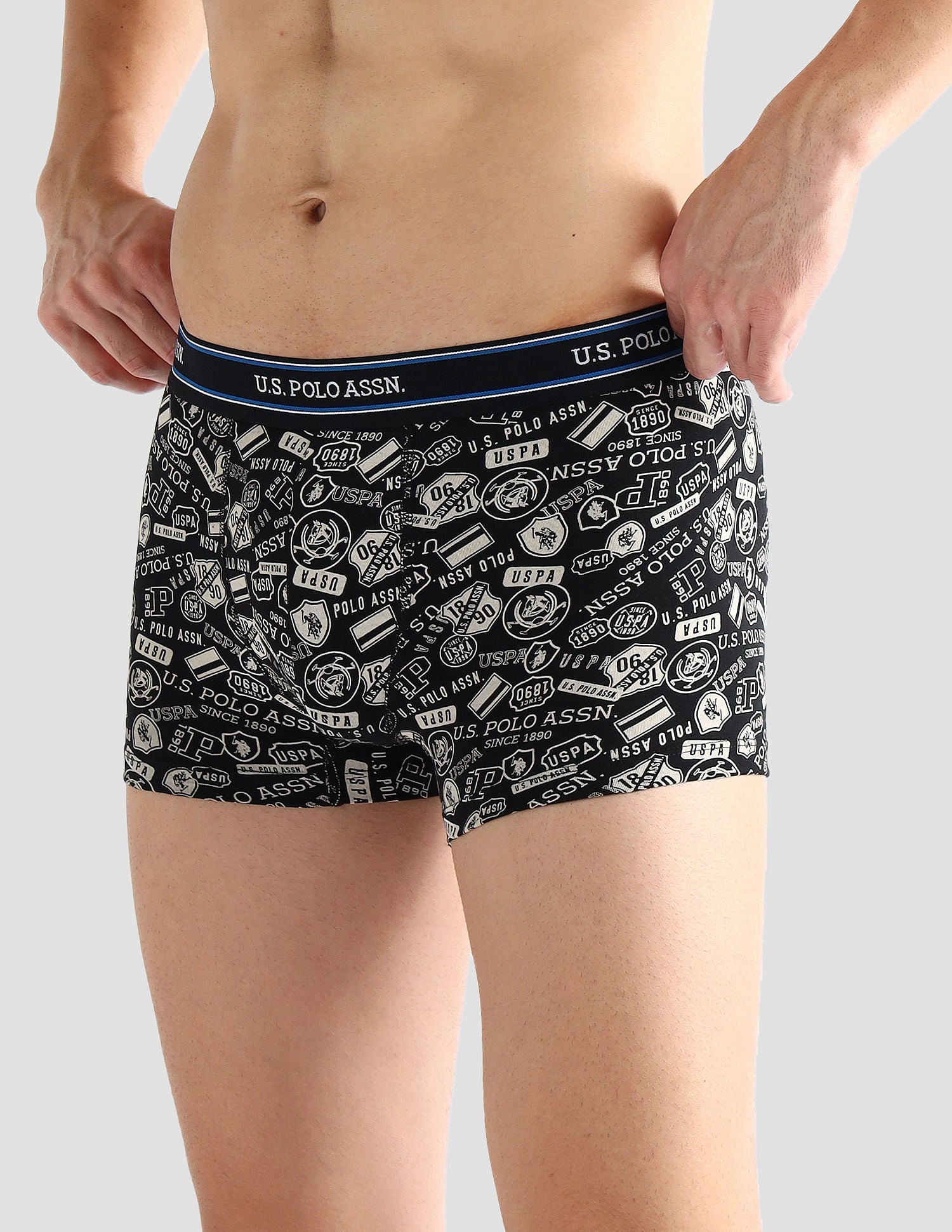 Elasticized Waist Printed I616 Trunks - Pack Of 2 Black and Navy - U.S. POLO ASSN. | Large