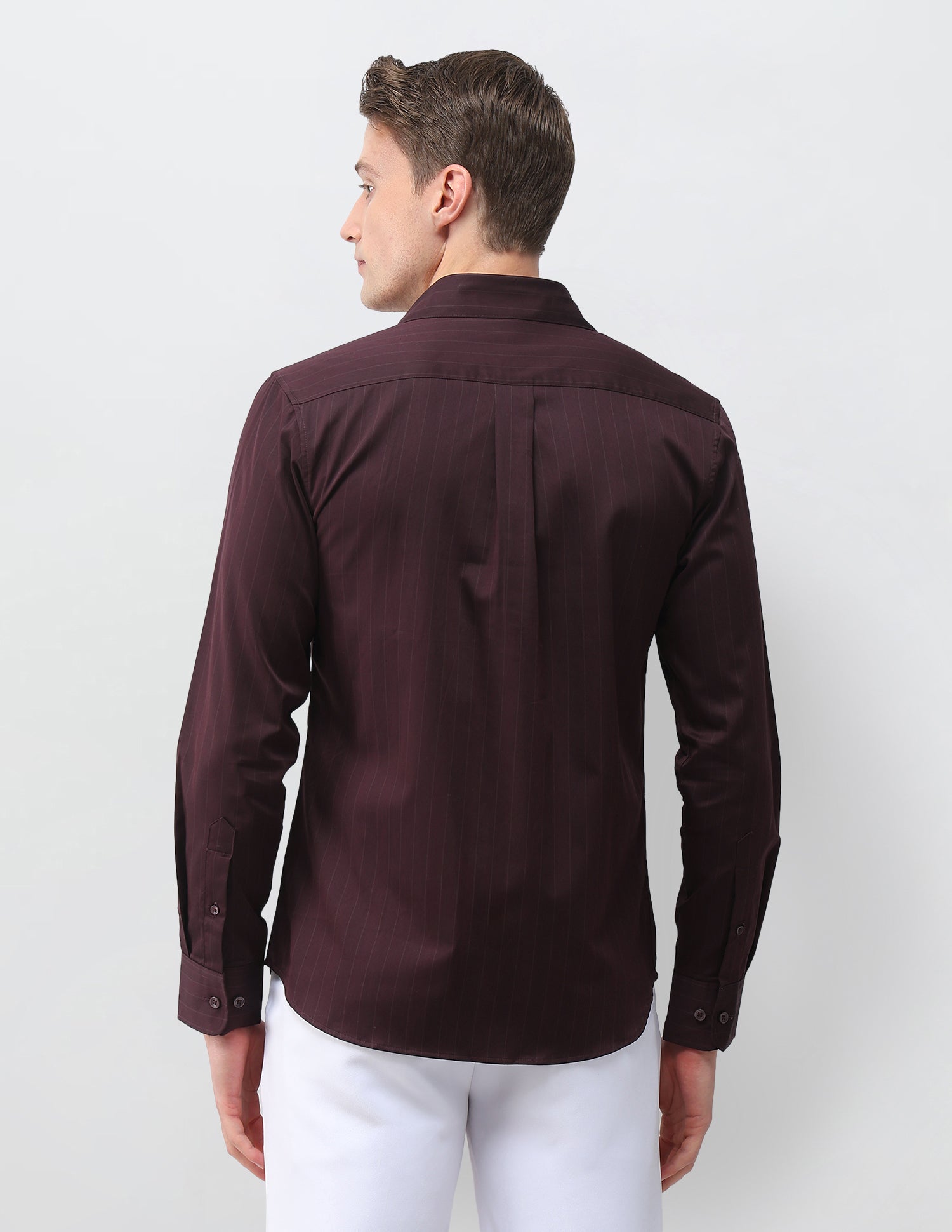 Vertical Striped Satin Shirt Burgundy - U.S. Polo Assn. India | Large