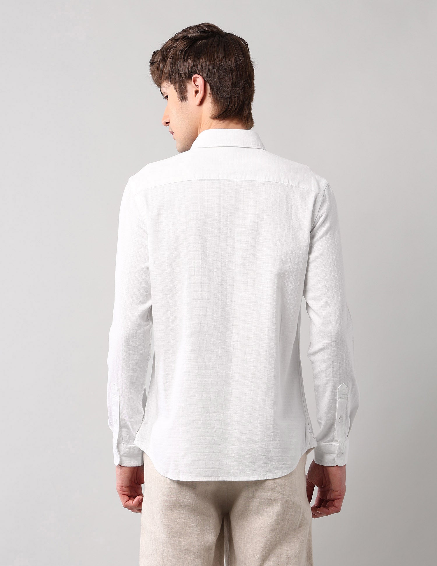 Textured Pure Cotton Shirt White - U.S. Polo Assn. India | Large