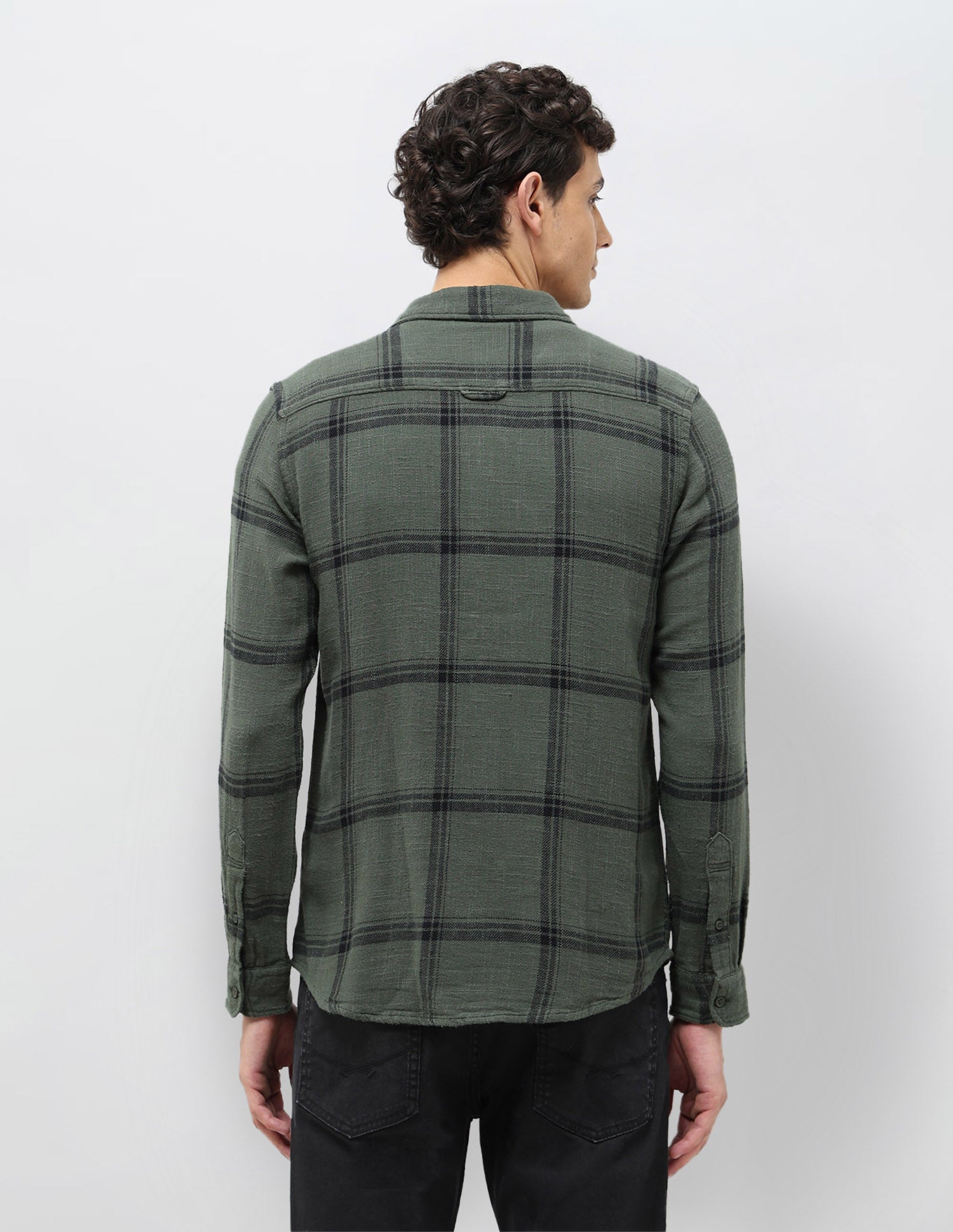 Windowpane Checked Regular Fit Shirt Green - U.S. POLO ASSN. | Large