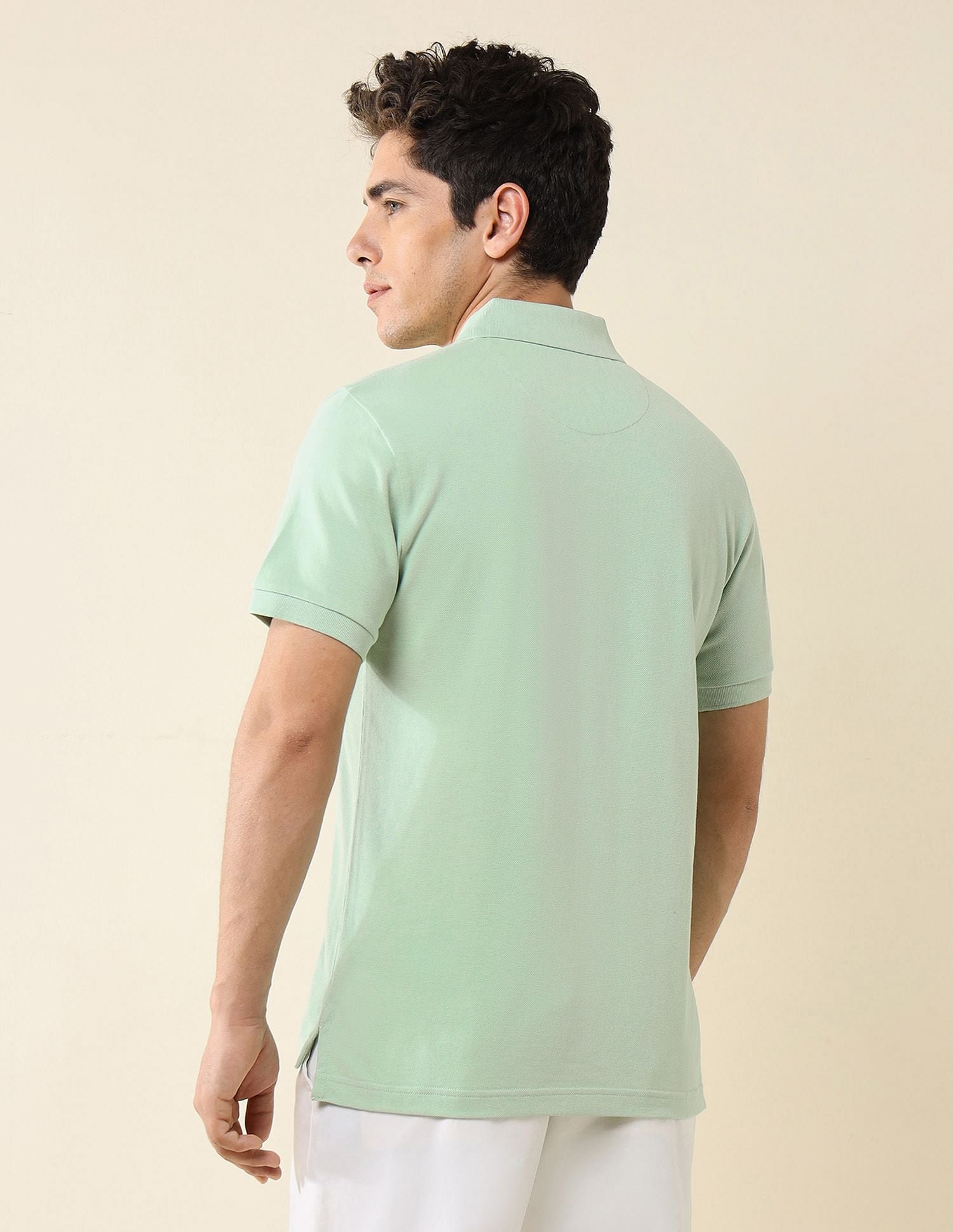 Pure Cotton Slim Fit Polo Shirt Light Green - U.S. Polo Assn. India | Large