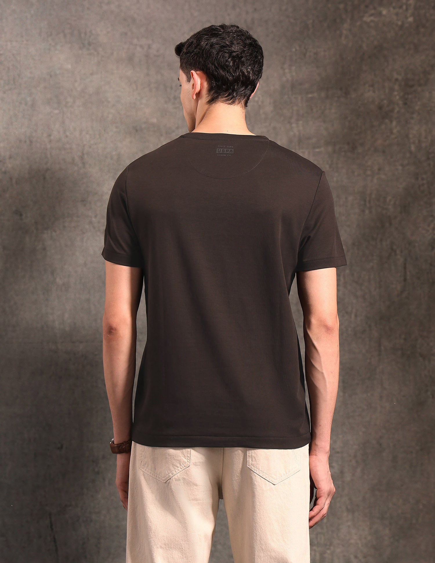 Brand Embossed Black & Gold T-Shirt Dark Brown - U.S. POLO ASSN. | Large