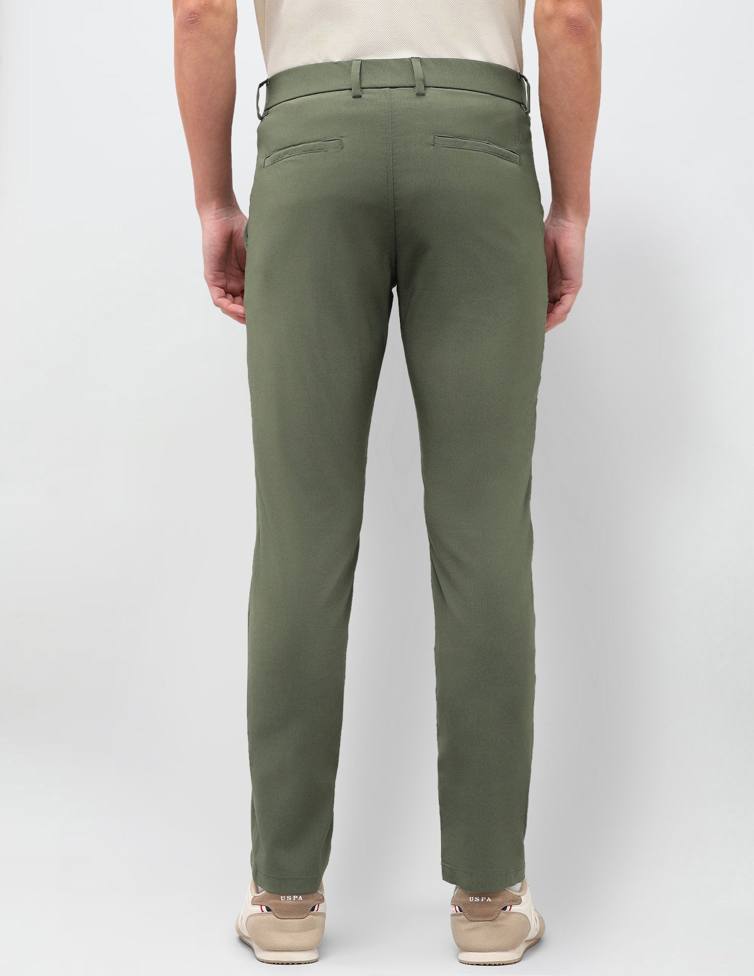 Satin Austin Slim Fit Trousers Olive - U.S. Polo Assn. India | Large