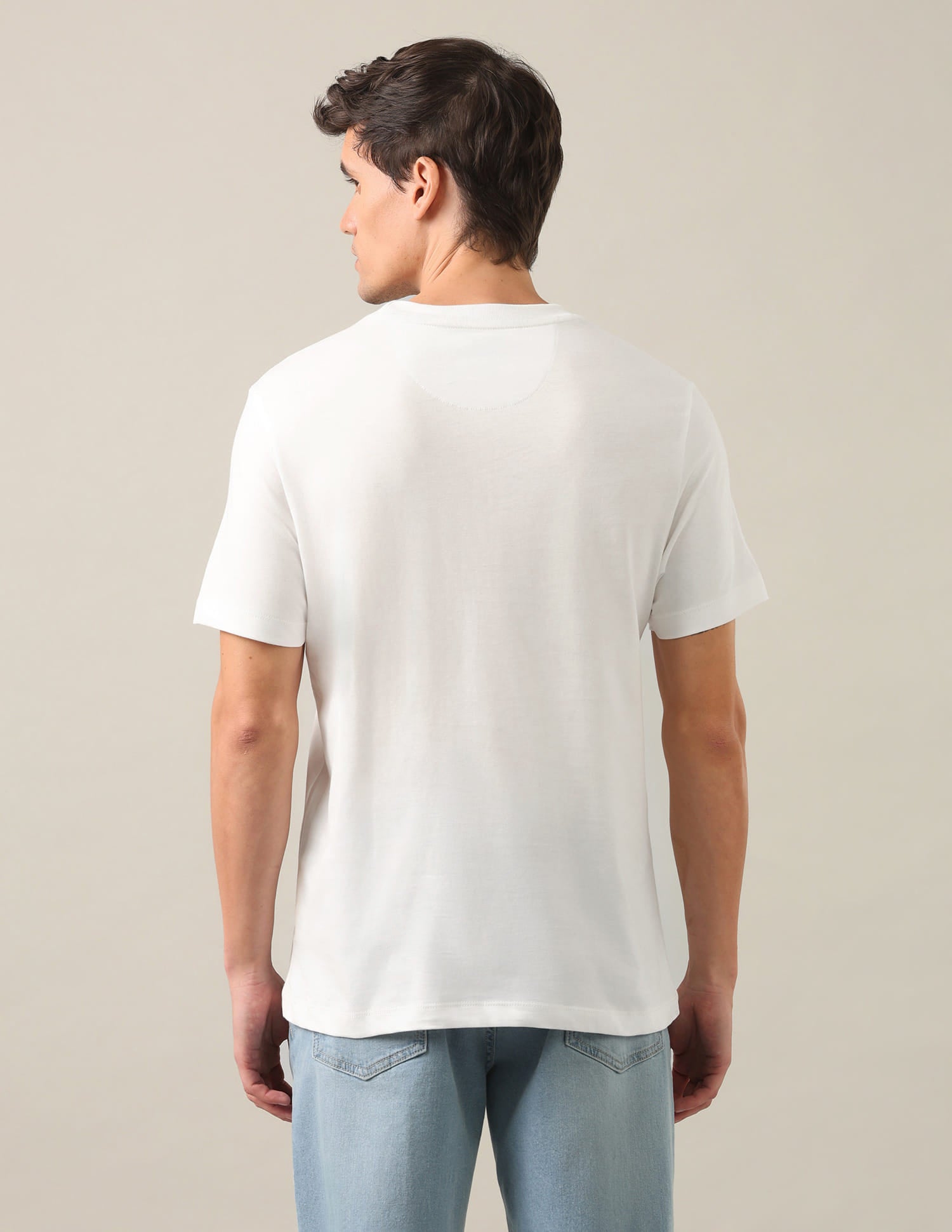 Typographic Brand Printed Regular Fit T-Shirt Ivory - U.S. Polo Assn. India | Large