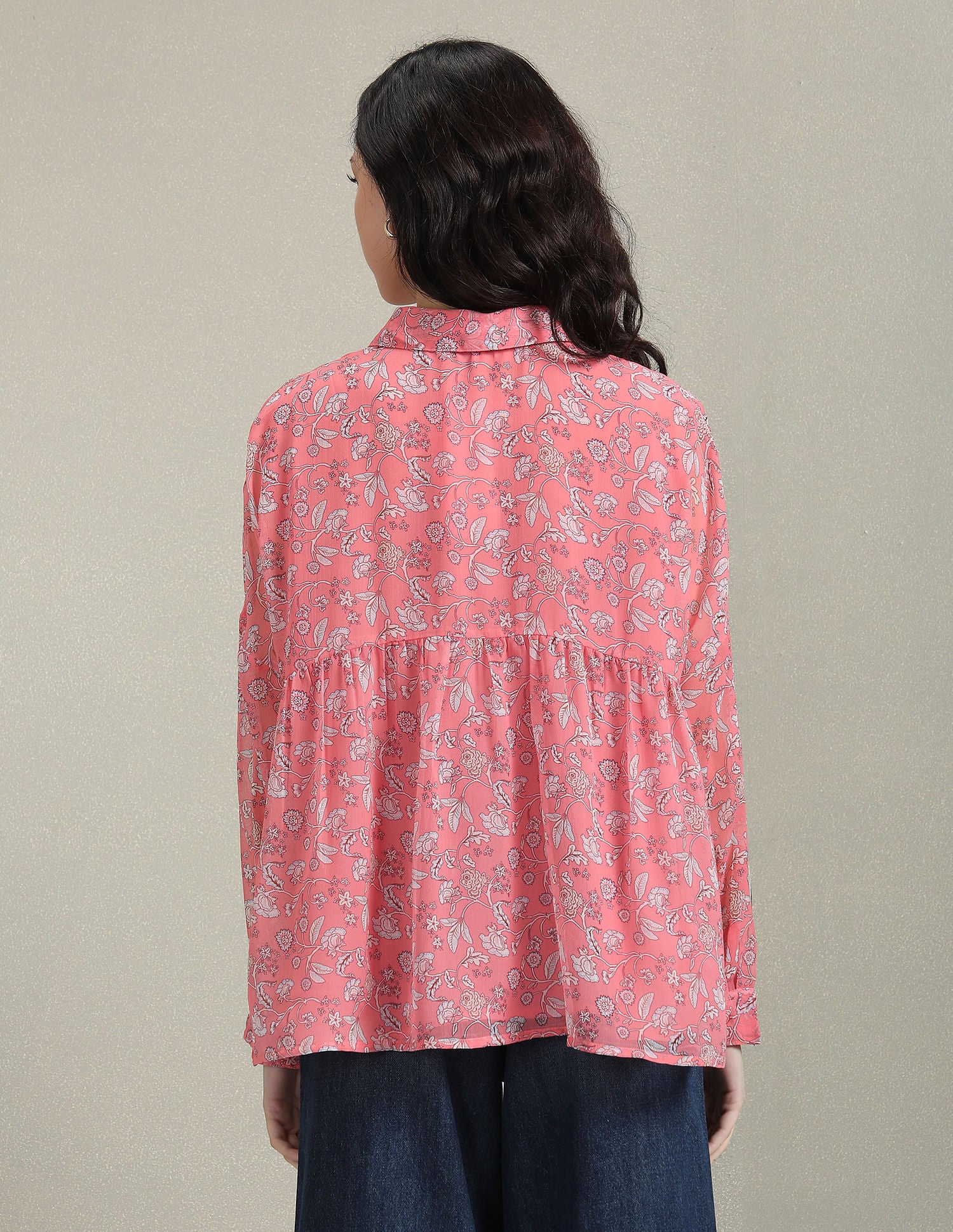 Fit And Flare Floral Print Shirt Coral - U.S. POLO ASSN. | Large