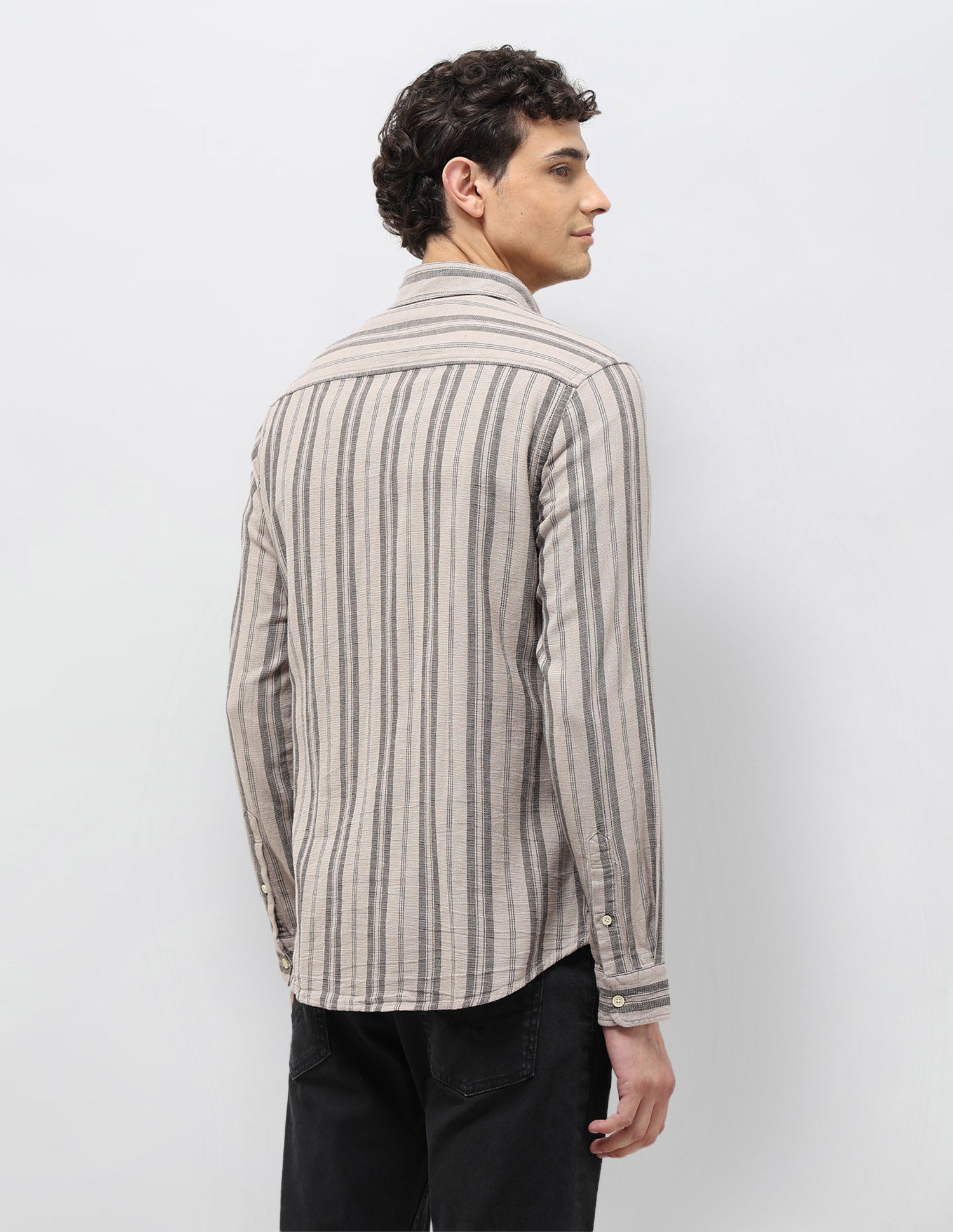 Vertical Striped Regular Fit Shirt Medium Grey - U.S. Polo Assn. India | Large