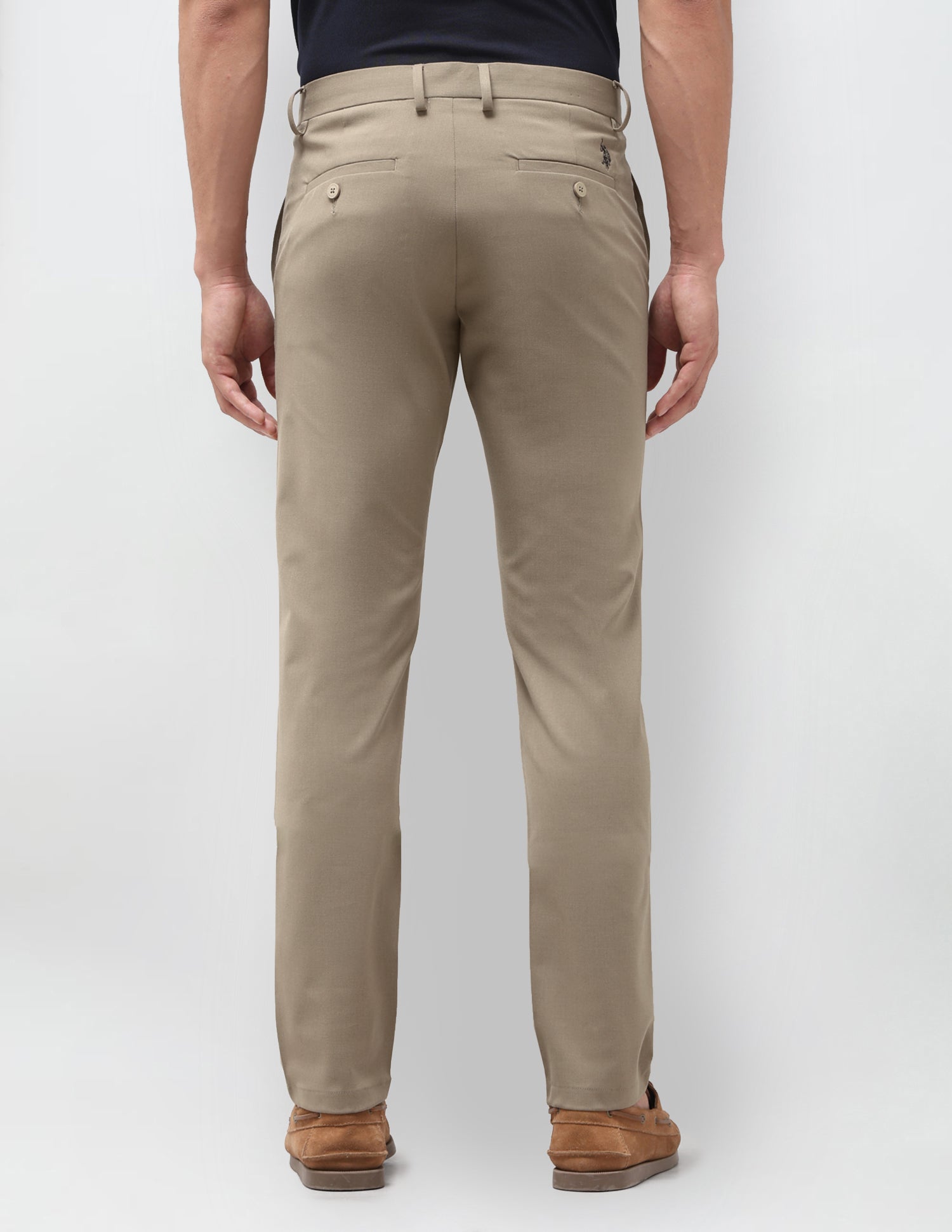 Solid Austin Slim Fit Trousers Light Khaki - U.S. Polo Assn. India | Large