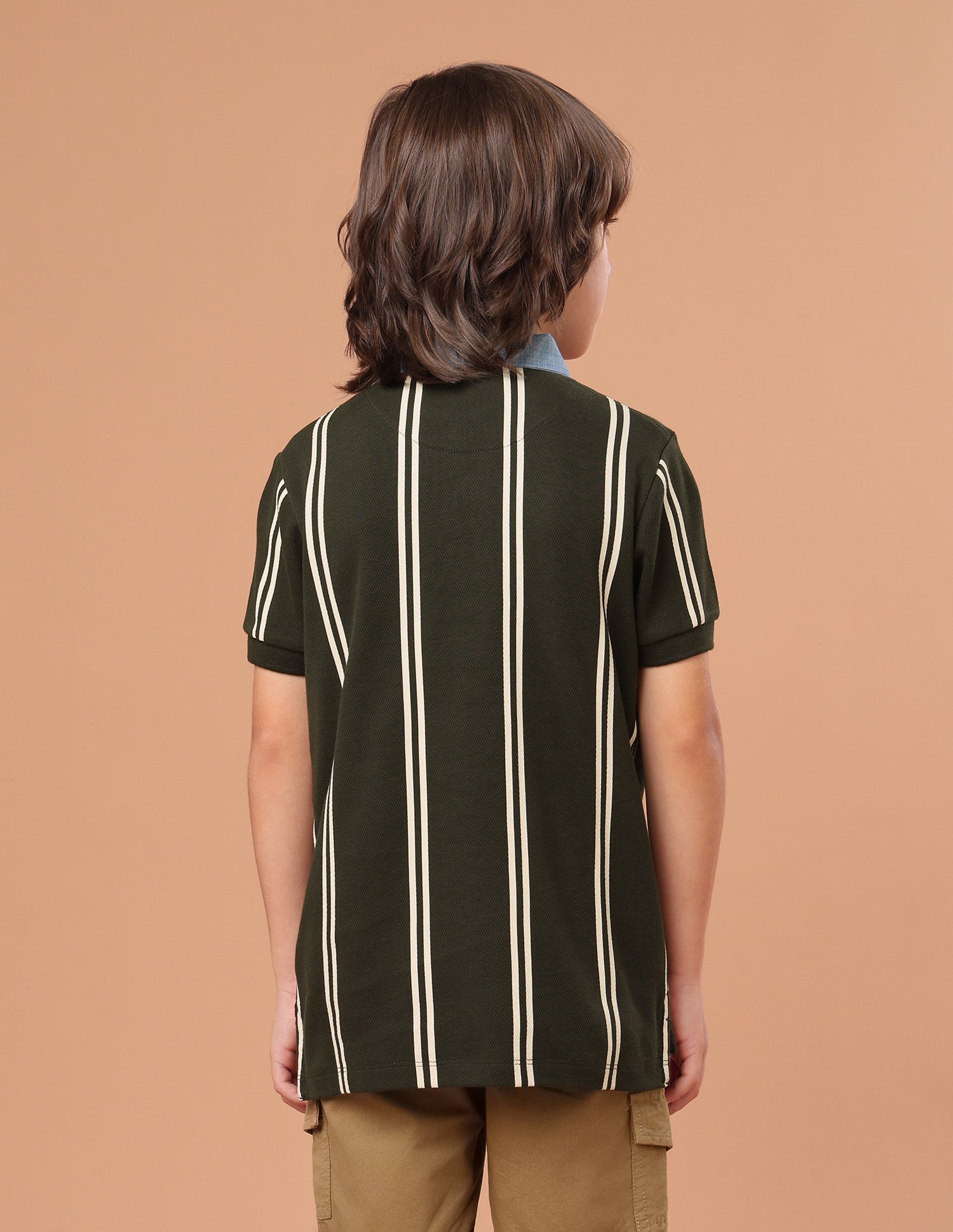 Vertical Striped Regular Fit Polo Shirt Olive - U.S. Polo Assn. India | Large