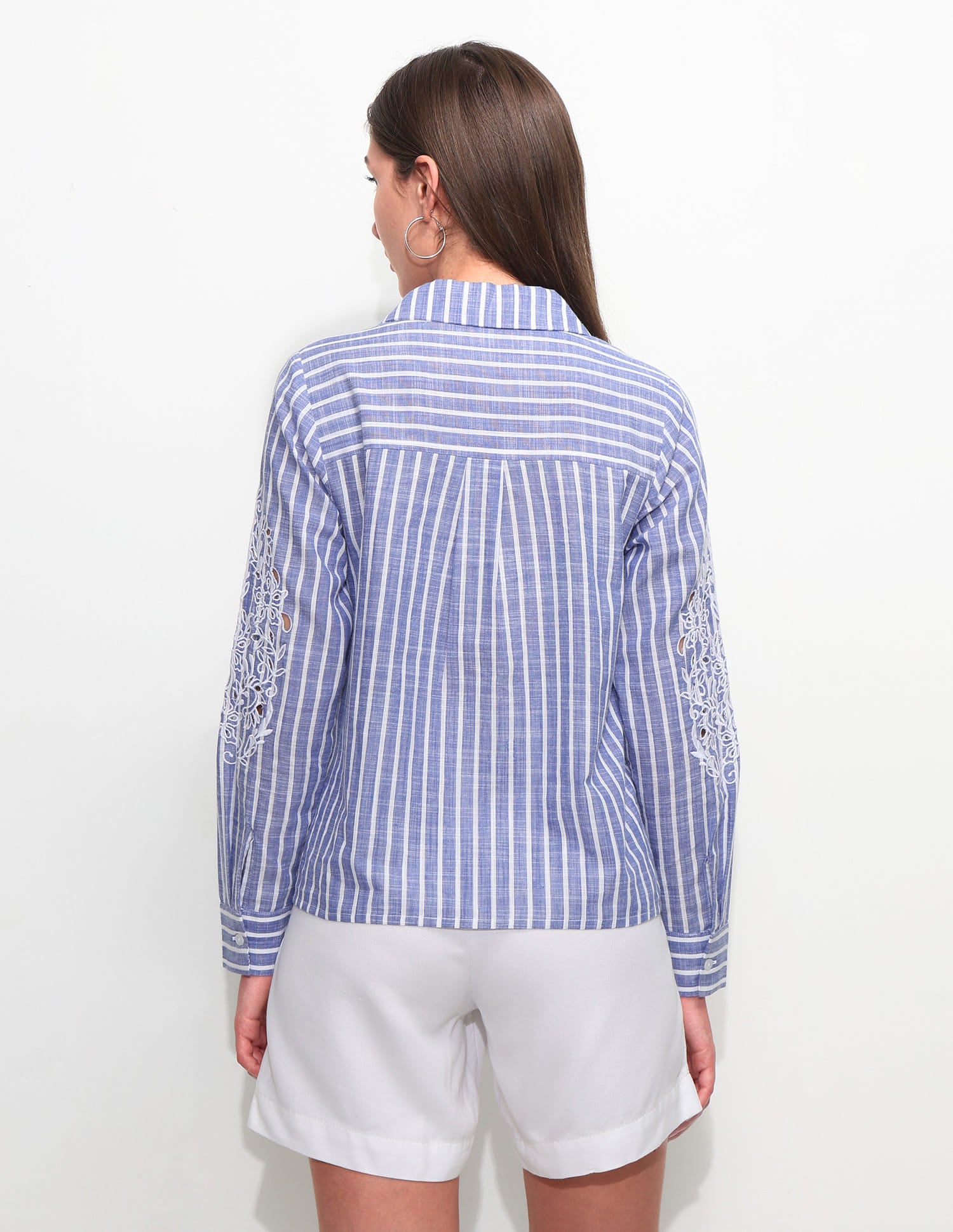 Boxy Cuban Collar Striped Shirt Blue - U.S. Polo Assn. India | Large