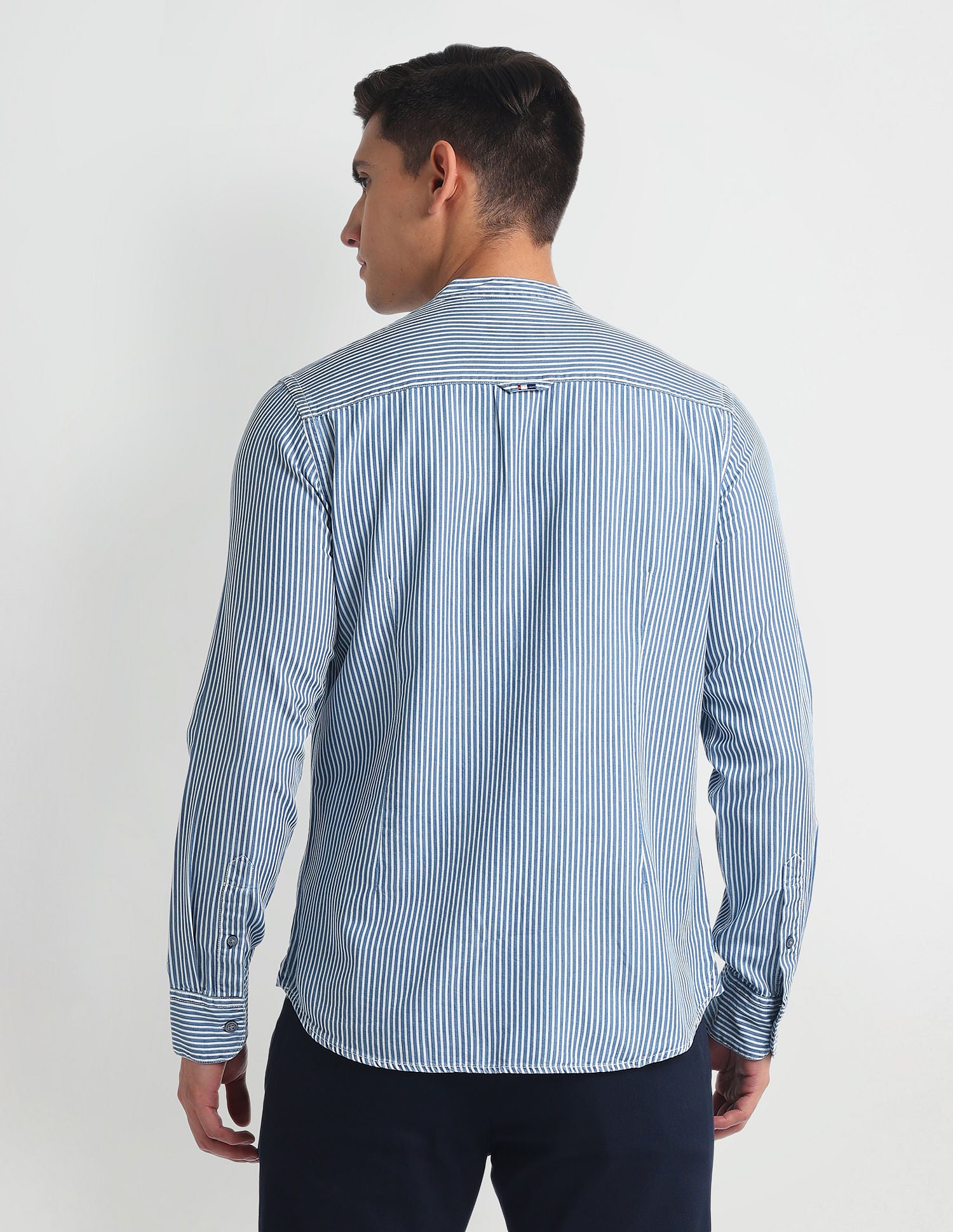 Mandarin Collar Twill Shirt Blue - U.S. Polo Assn. India | Large