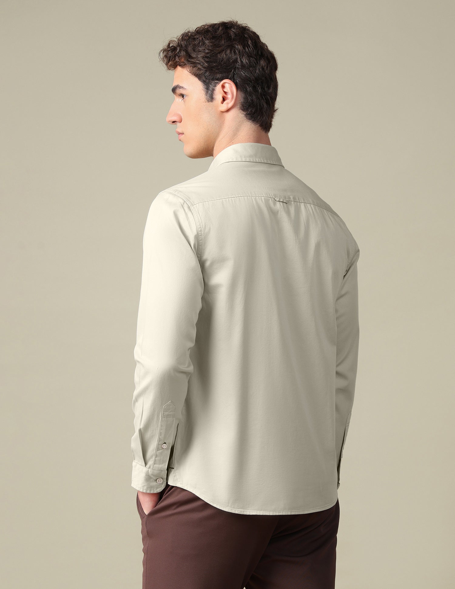 Twill Regular Fit Shirt Beige - U.S. Polo Assn. India | Large