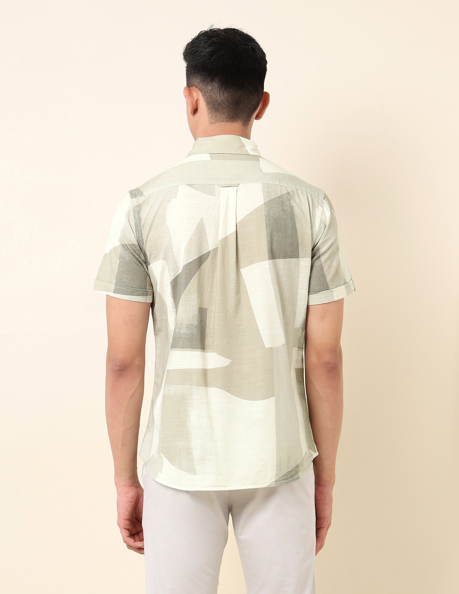 Abstract Printed Pure Cotton Shirt Olive - U.S. POLO ASSN. | Large