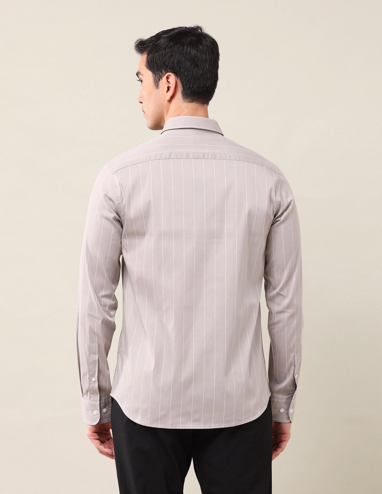 Tailored Fit Vertical Striped Shirt Light Khaki - U.S. Polo Assn. India | Large