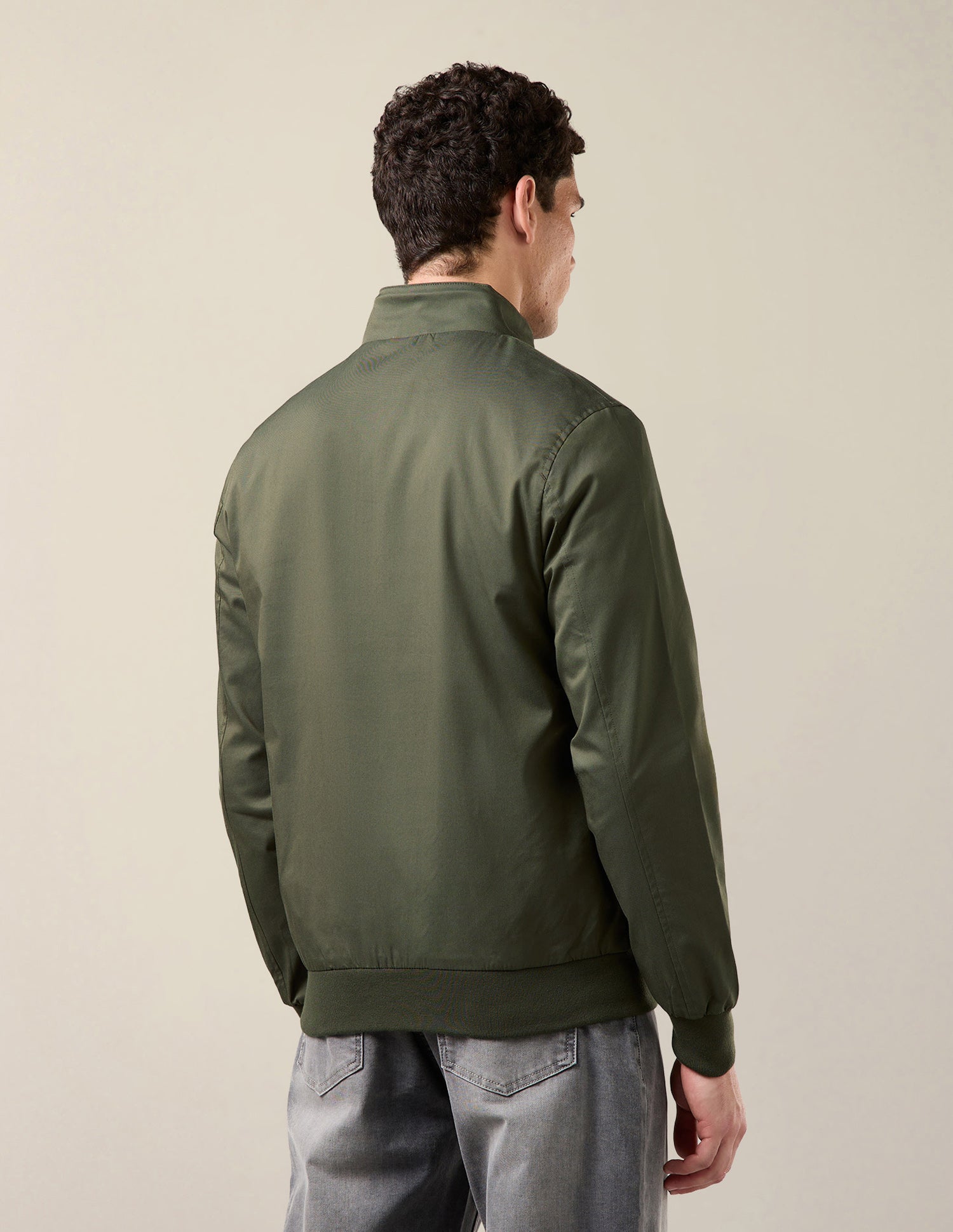 Solid Regular Fit Bomber Jacket Olive - U.S. Polo Assn. India | Large