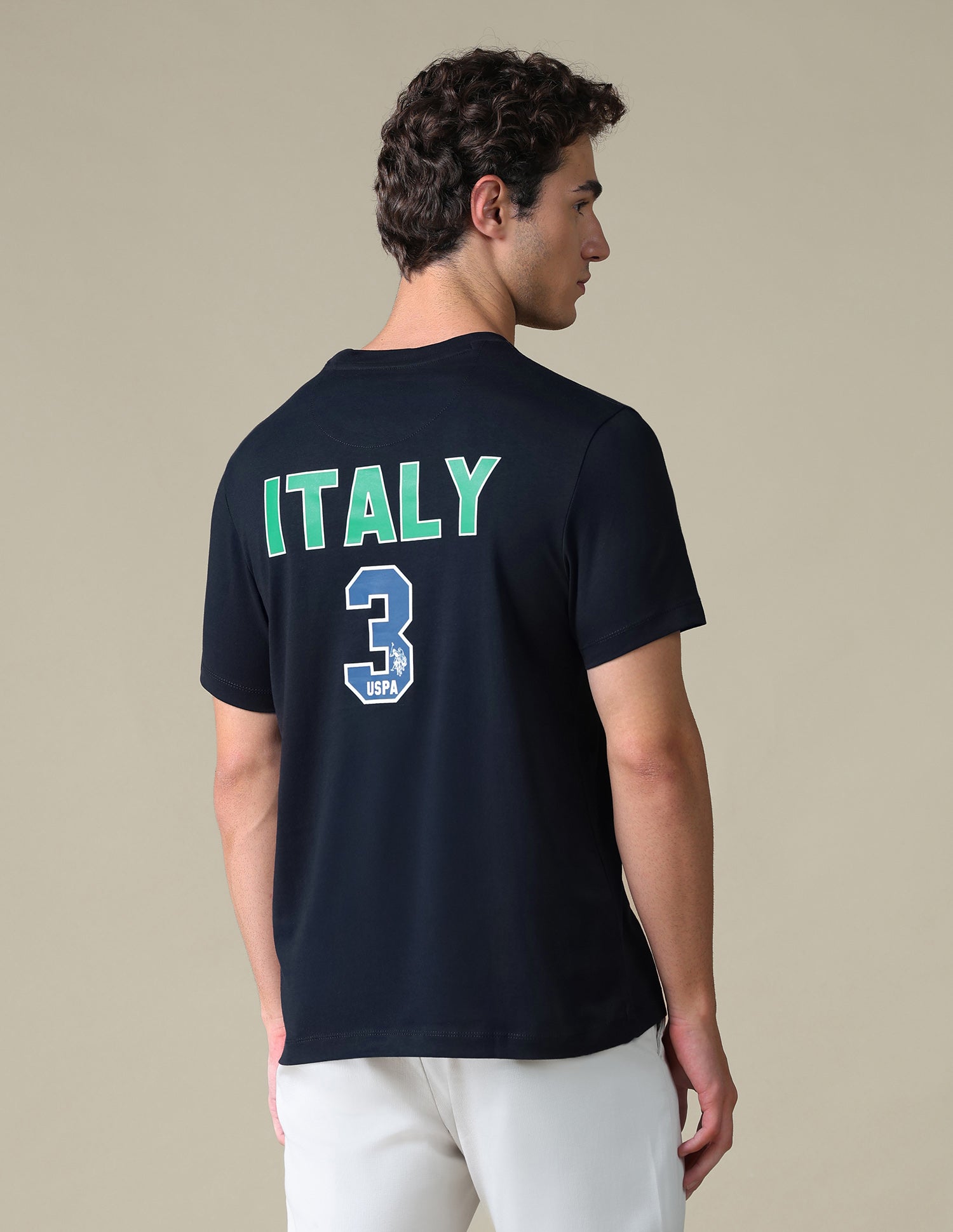 Typographic Slim Fit T-Shirt Navy - U.S. Polo Assn. India | Large