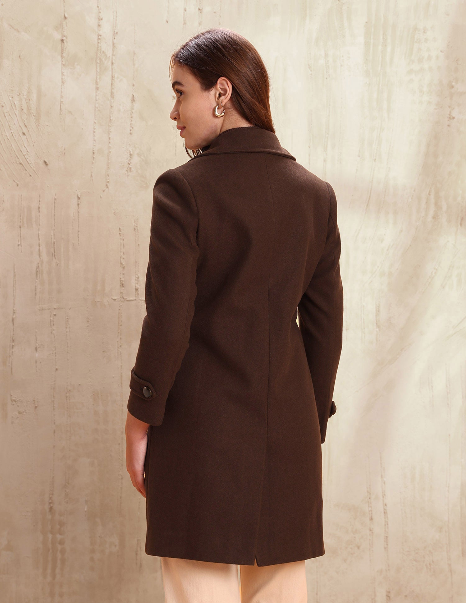 Solid Regular Fit Spread collar Overcoat Brown - U.S. POLO ASSN. | Large