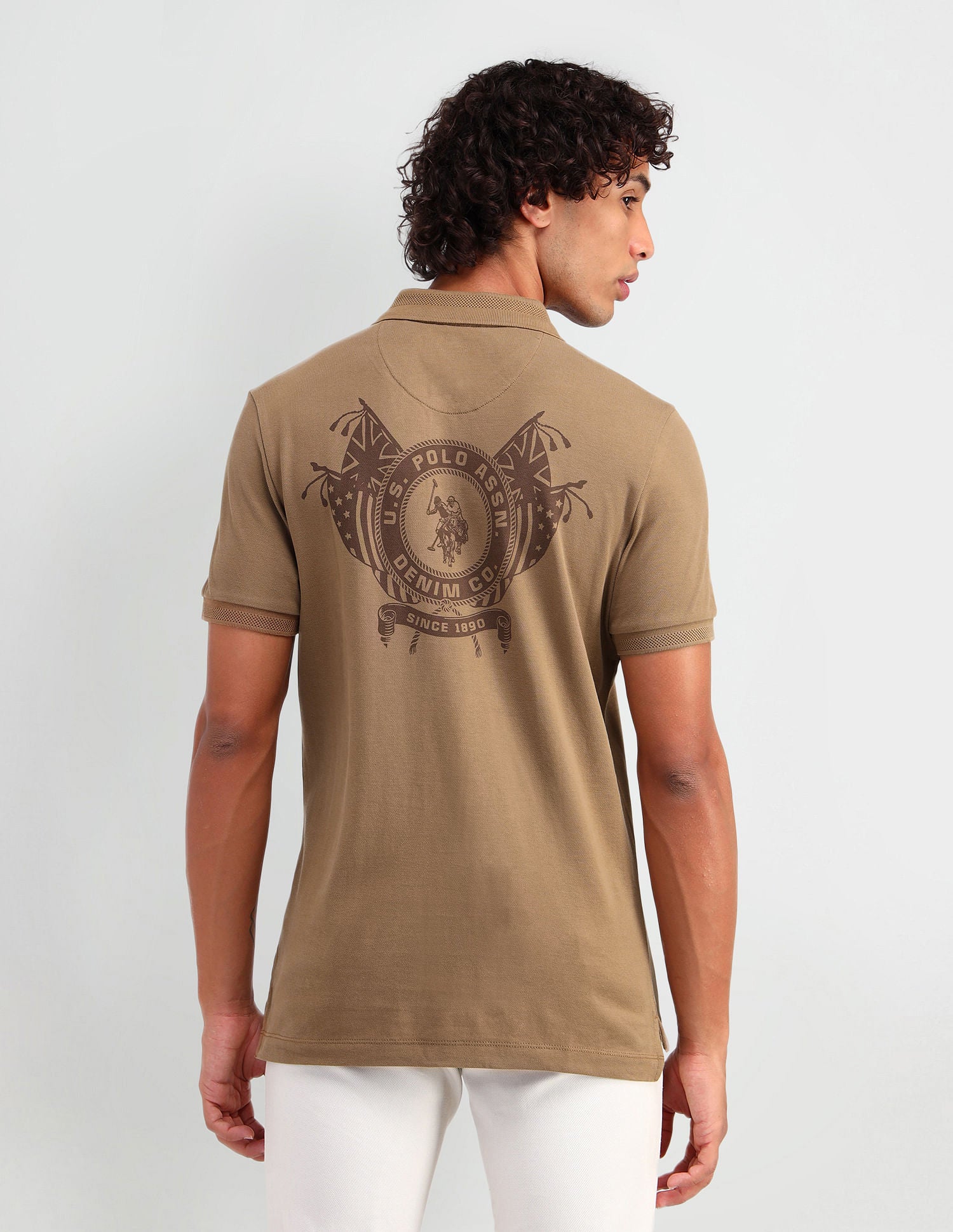 Muscle Fit Brand Print Polo Shirt Tree Oak - U.S. POLO ASSN. | Large