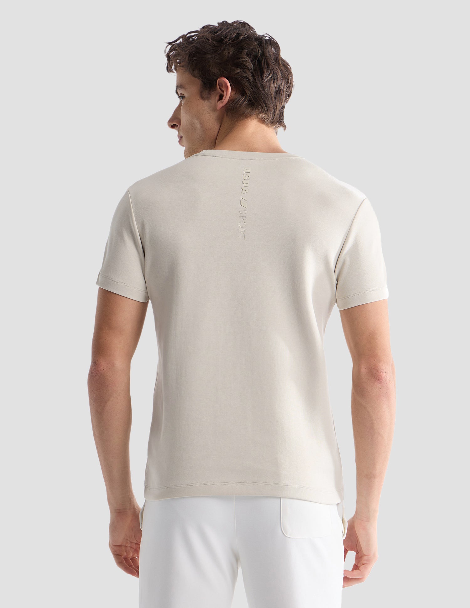 Solid Slim Fit Active T-Shirt Beige - U.S. Polo Assn. India | Large