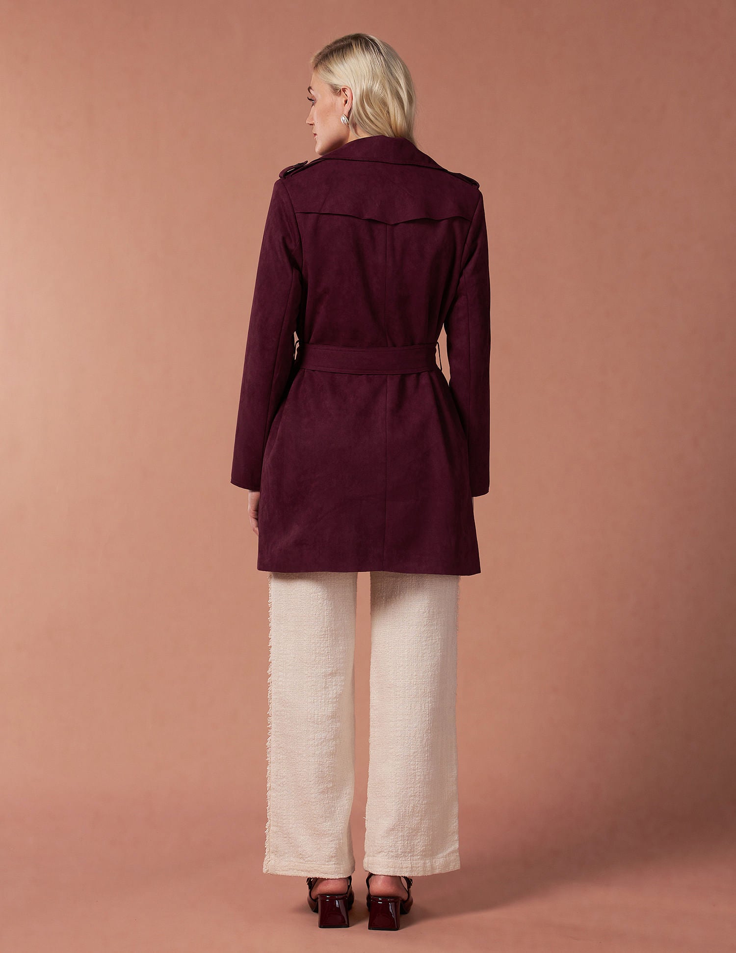 Longline Lapel Collar Jacket Wine - U.S. POLO ASSN. | Large