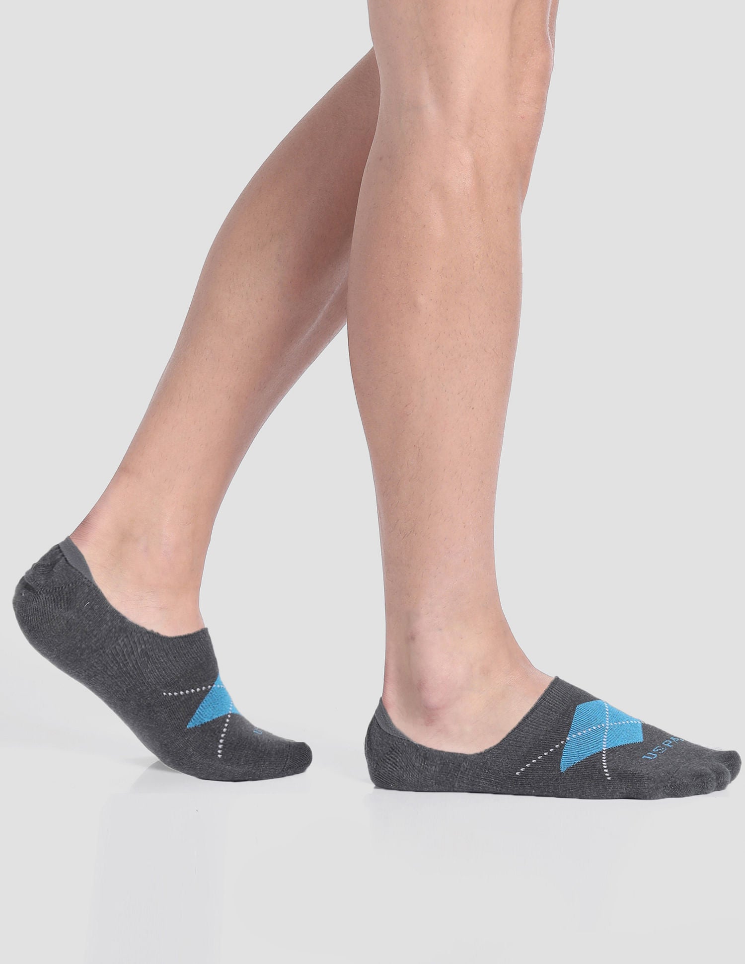 Silicone Grip No Show I646 Socks - Pack Of 3 Navy, Black and Grey - U.S. POLO ASSN. | Large