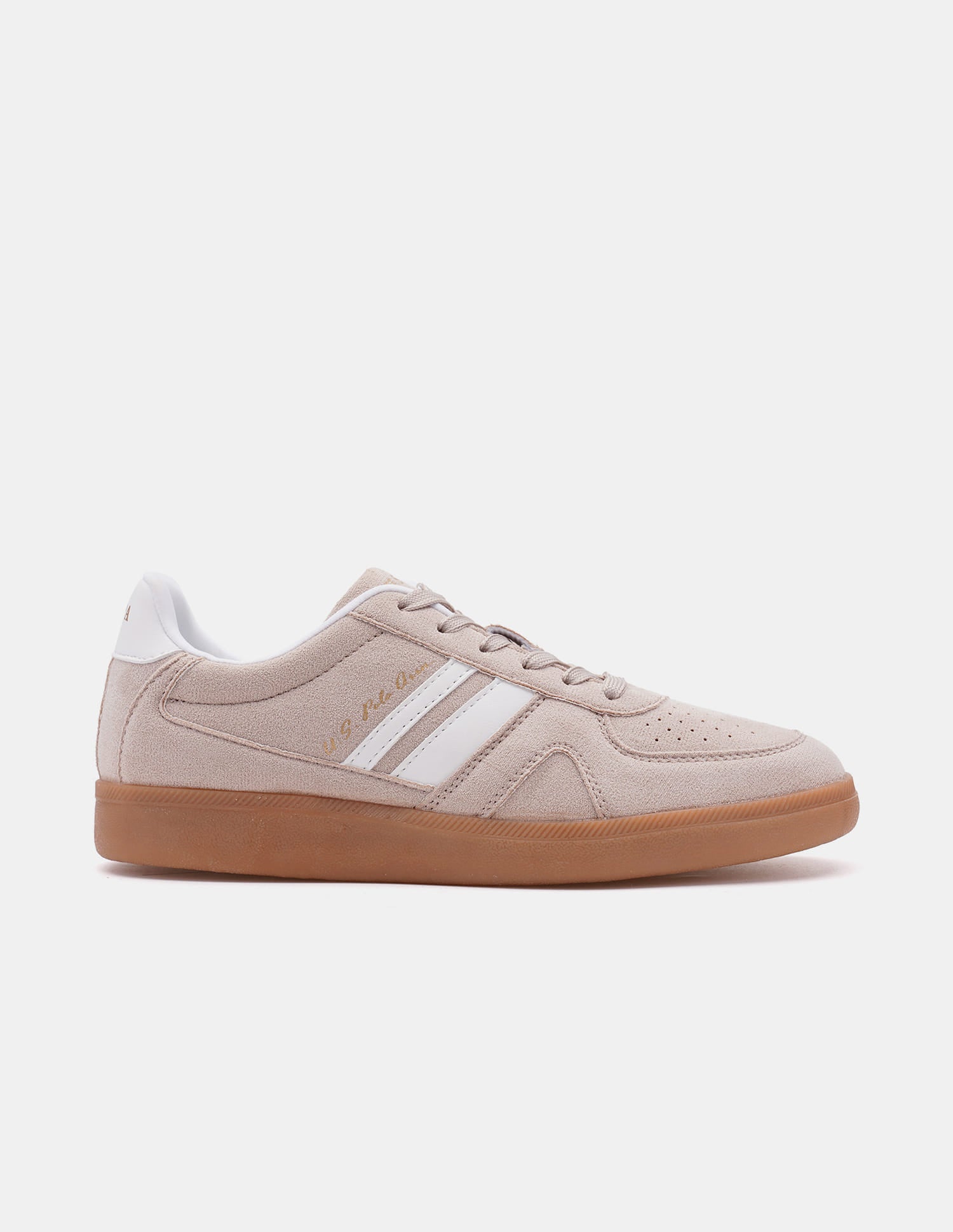 Women Round Toe Edda Striped Sneakers Beige - U.S. Polo Assn. India | Large