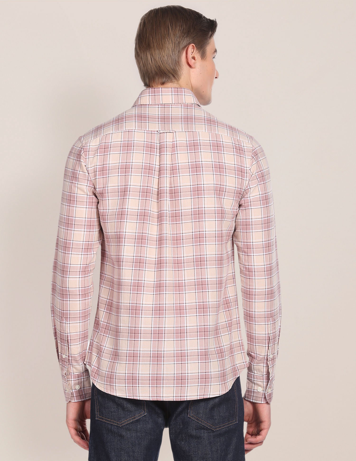 Spread Collar Tartan Check Shirt Beige - U.S. Polo Assn. India | Large