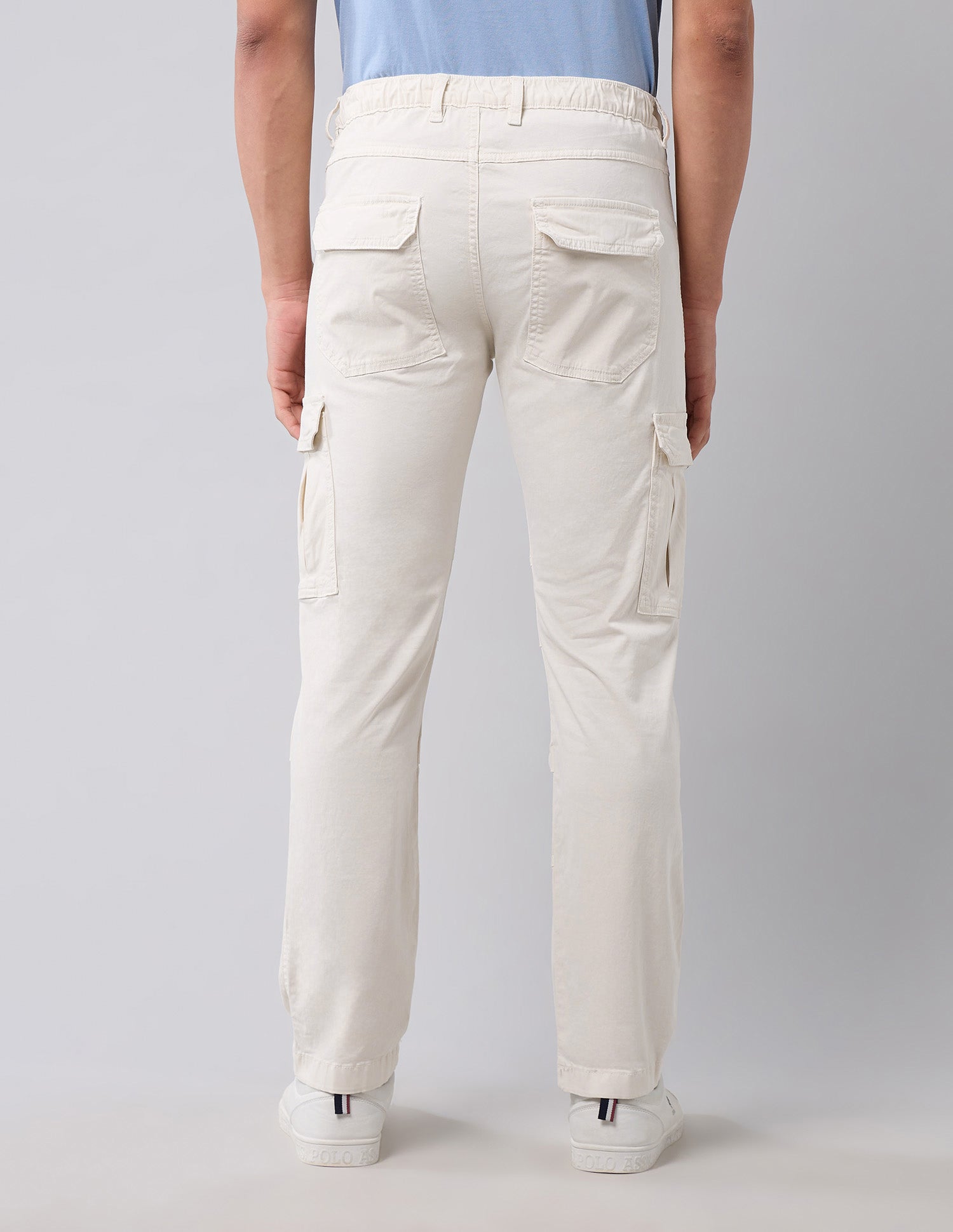 Straight Fit Pure Cotton Cargos White - U.S. Polo Assn. India | Large