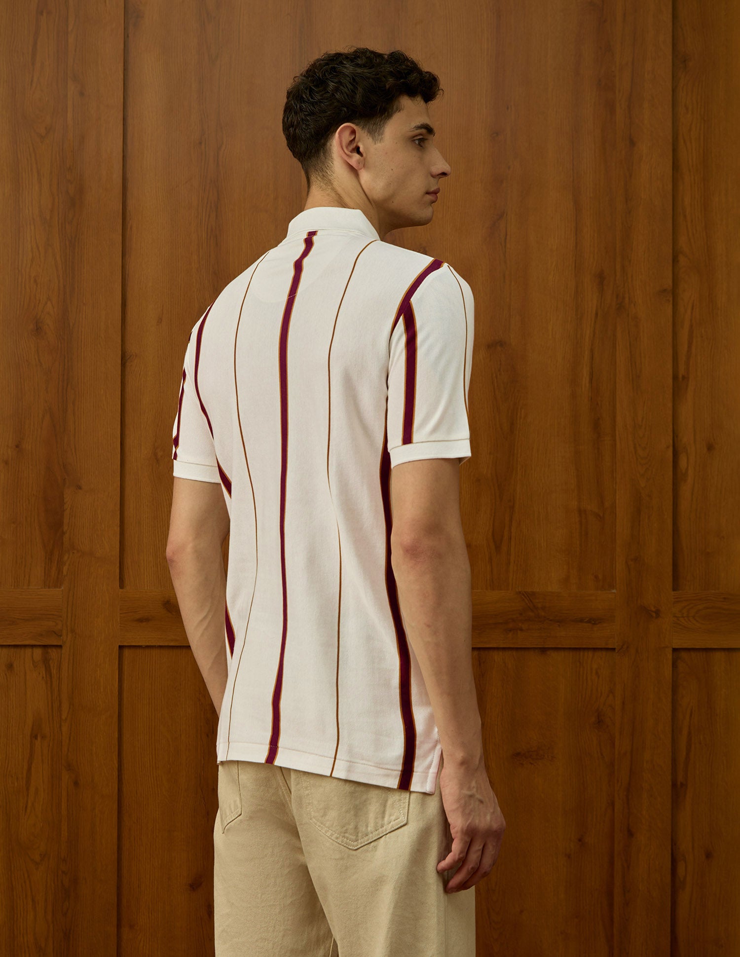 Vertical Striped Varsity Theatre Polo Shirt Off White - U.S. POLO ASSN. | Large