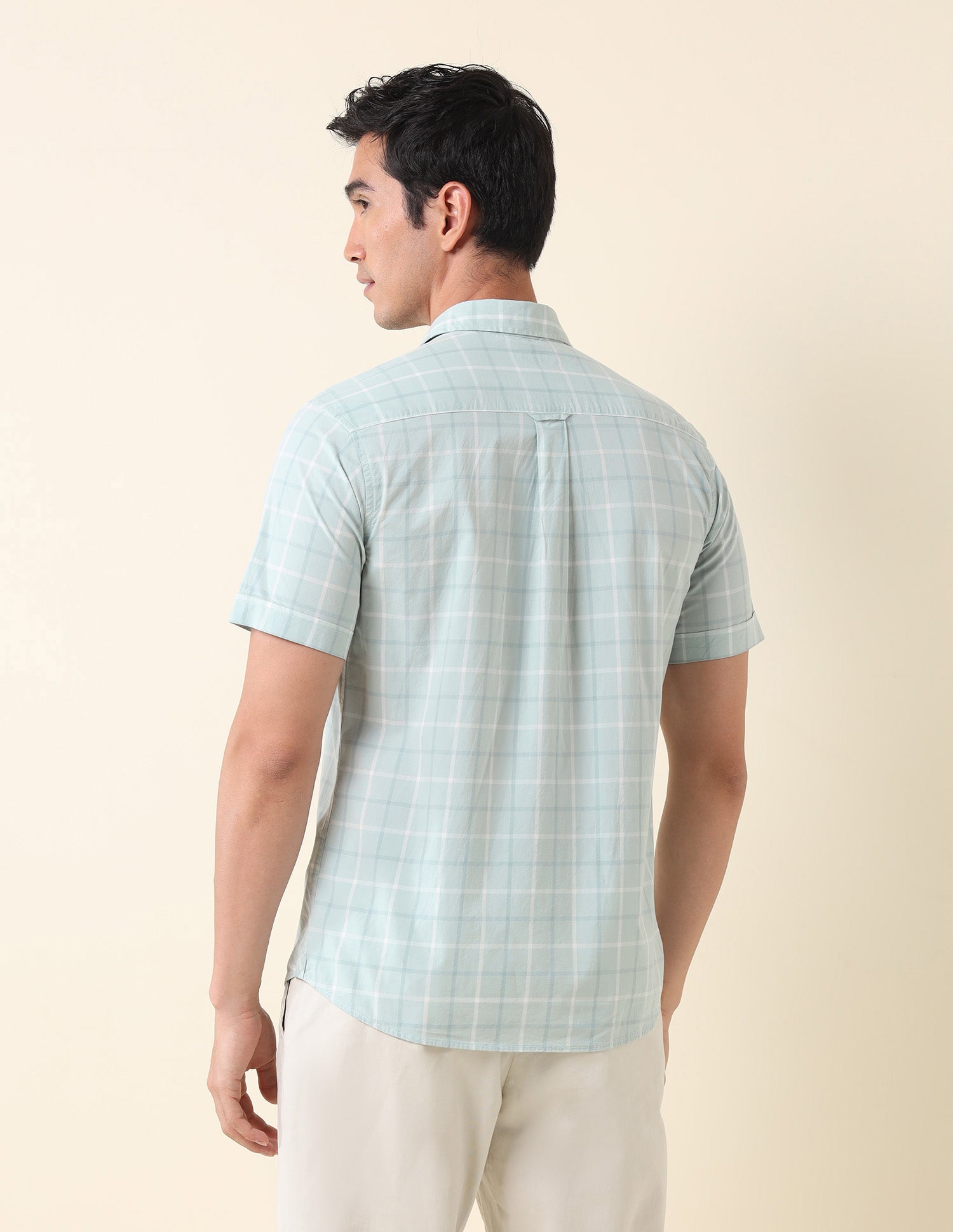 Pure Cotton Grid Tattersall Checked Shirt Light Green - U.S. Polo Assn. India | Large