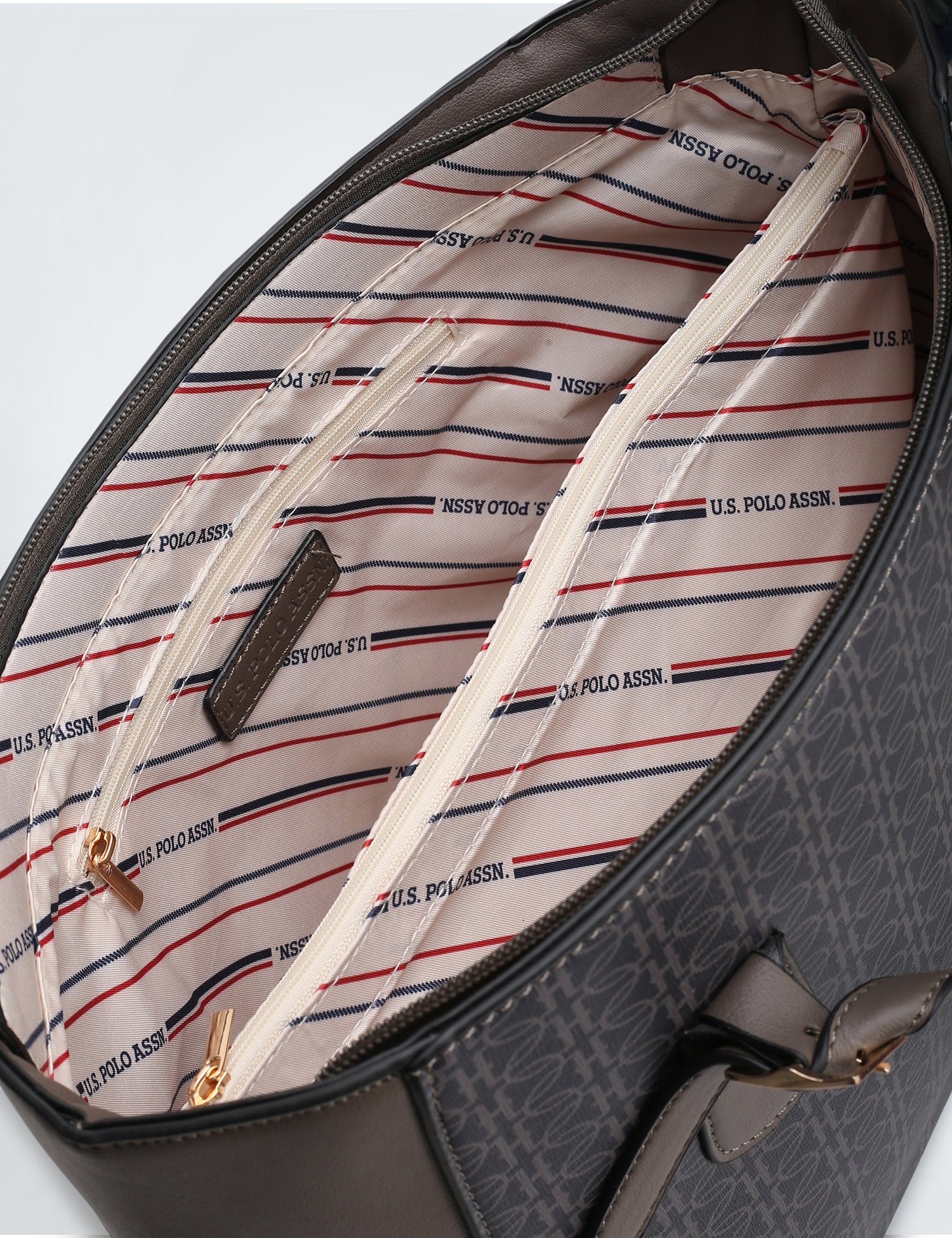 Panelled Monogram Handbag Grey - U.S. POLO ASSN. | Large