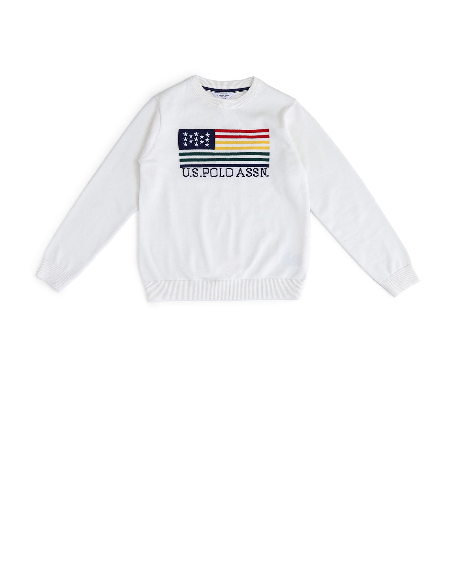 Boys Printed Regular Fit Sweater White - U.S. POLO ASSN. | Large