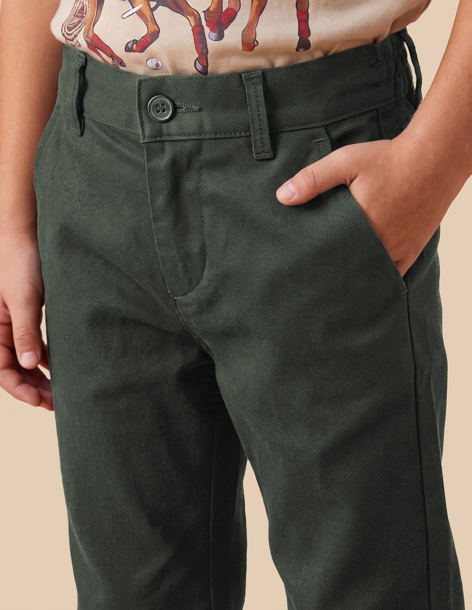 Mid Rise Dobby Trousers Olive - U.S. Polo Assn. India | Large