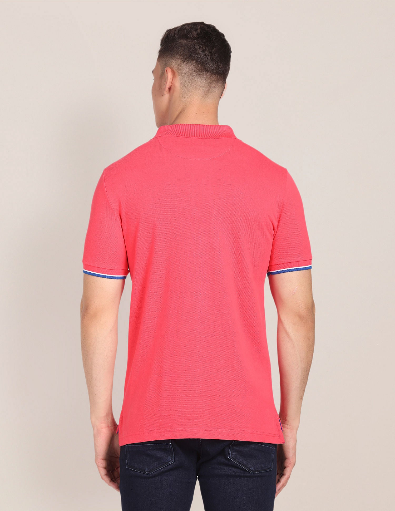 Tipped Collar Slim Fit Polo Shirt Pink - U.S. POLO ASSN. | Large