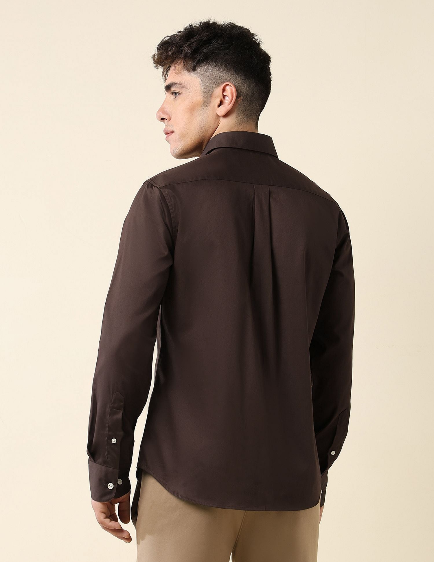 Tailored Fit Satin Shirt Brown - U.S. Polo Assn. India | Large