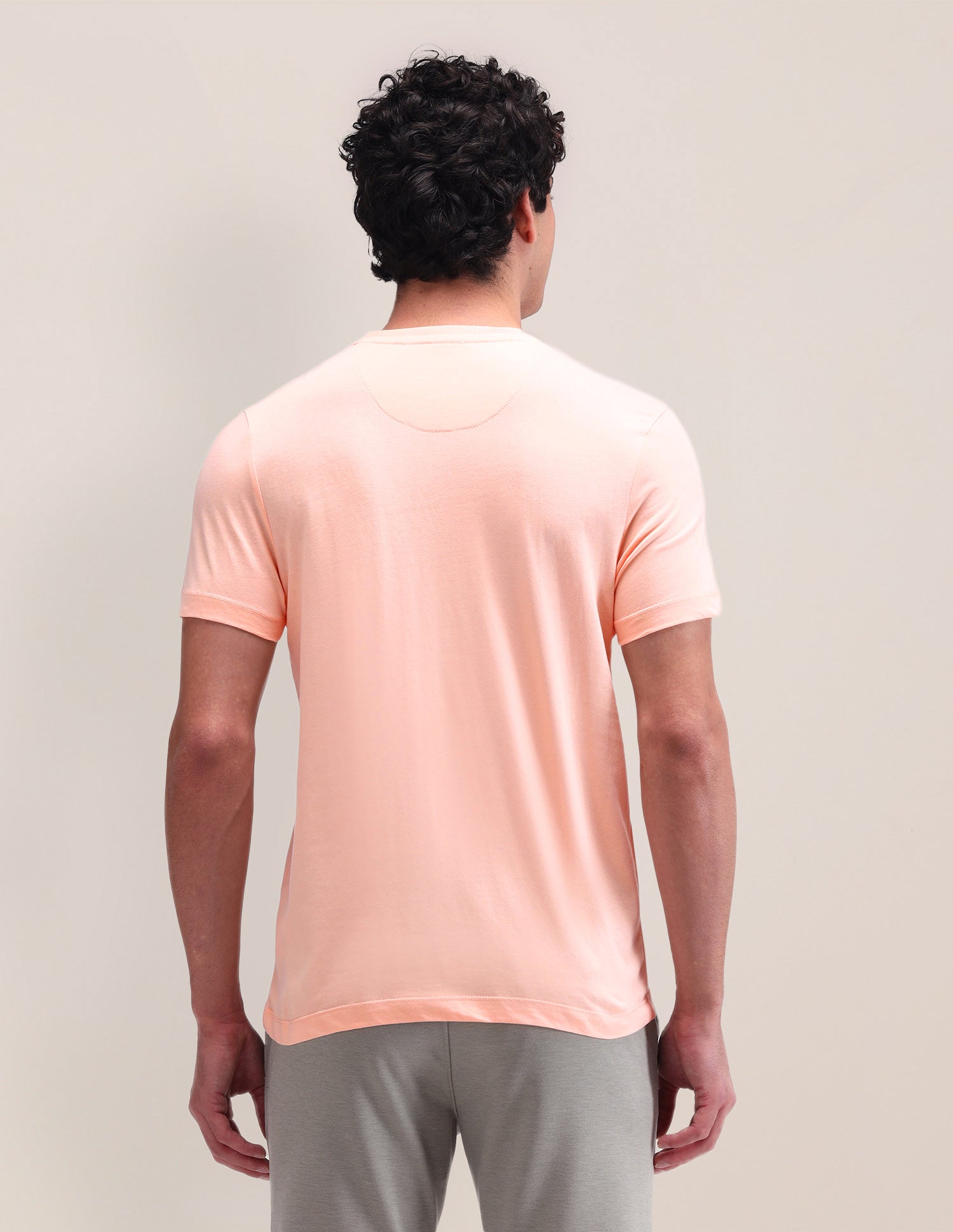 Brand Printed Slim Fit T-Shirt Peach - U.S. Polo Assn. India | Large