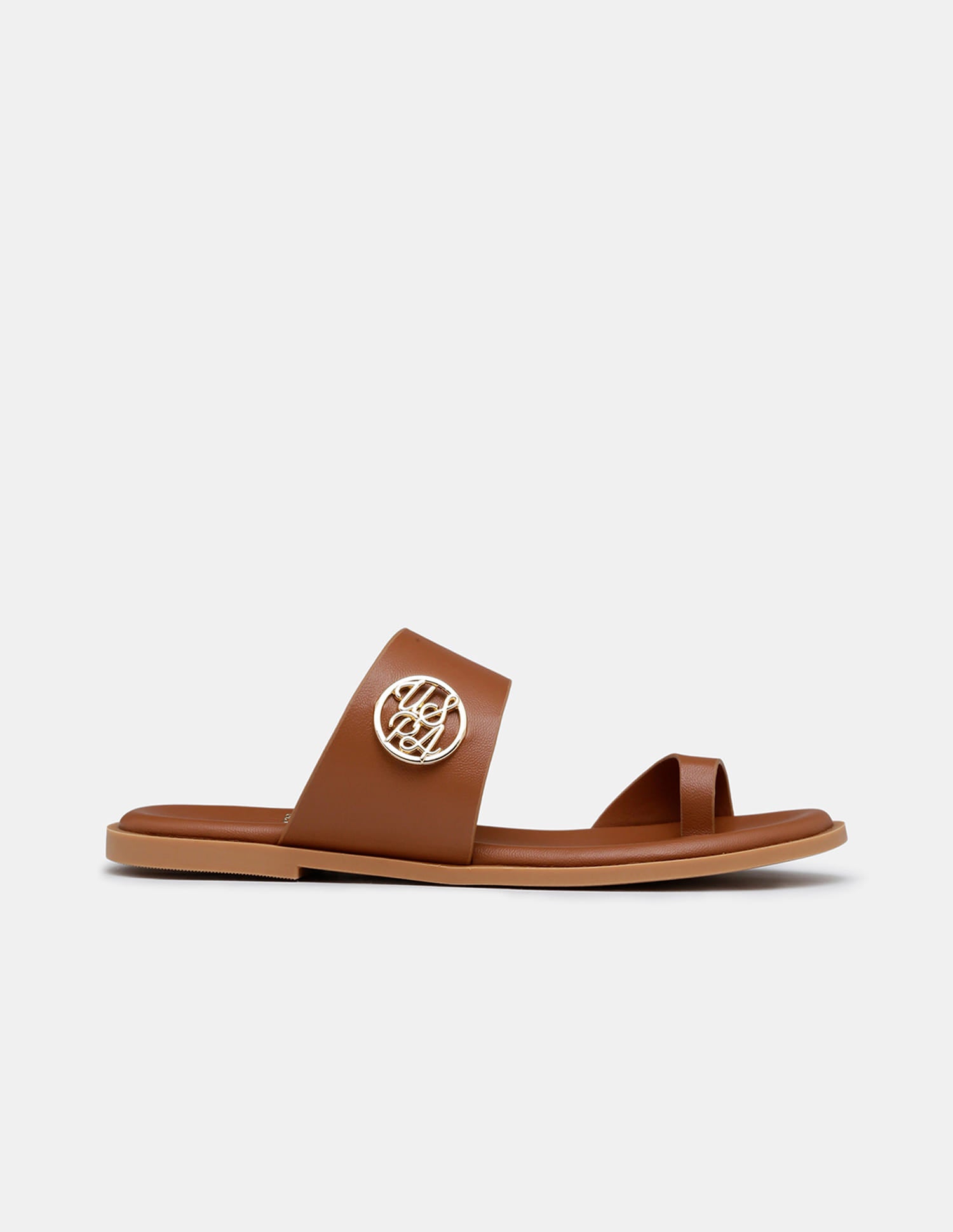 Women Slip On Astrel Sandals with Gold Hardware Tan - U.S. Polo Assn. India | Large