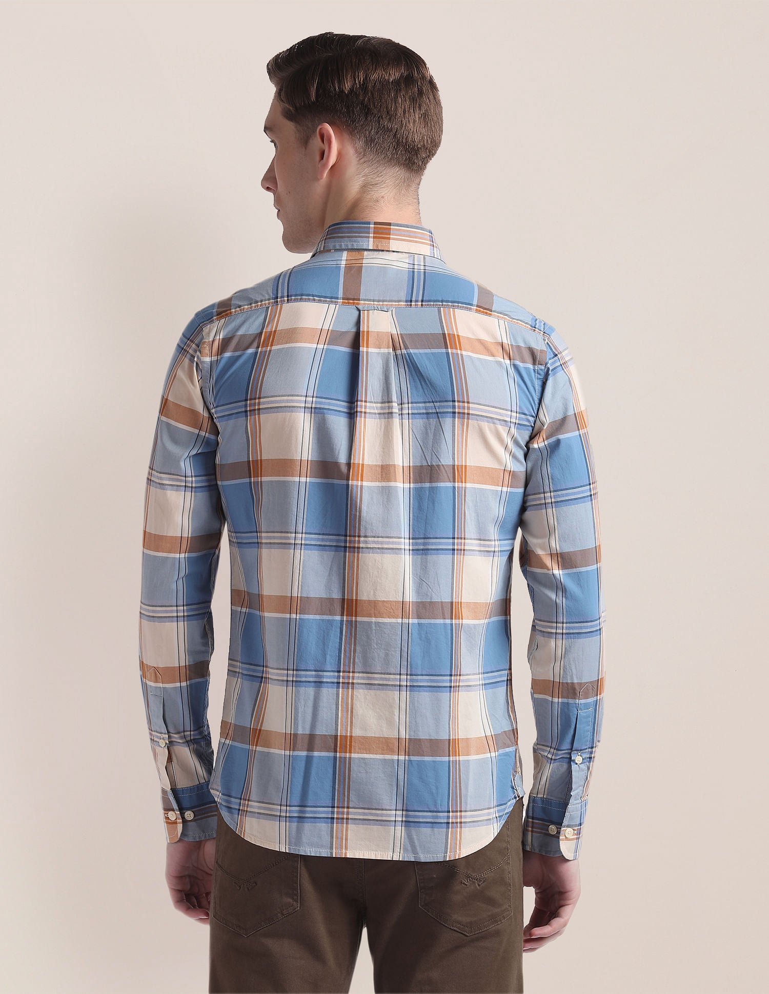 Pure Cotton Plaid Shirt Blue - U.S. Polo Assn. India | Large