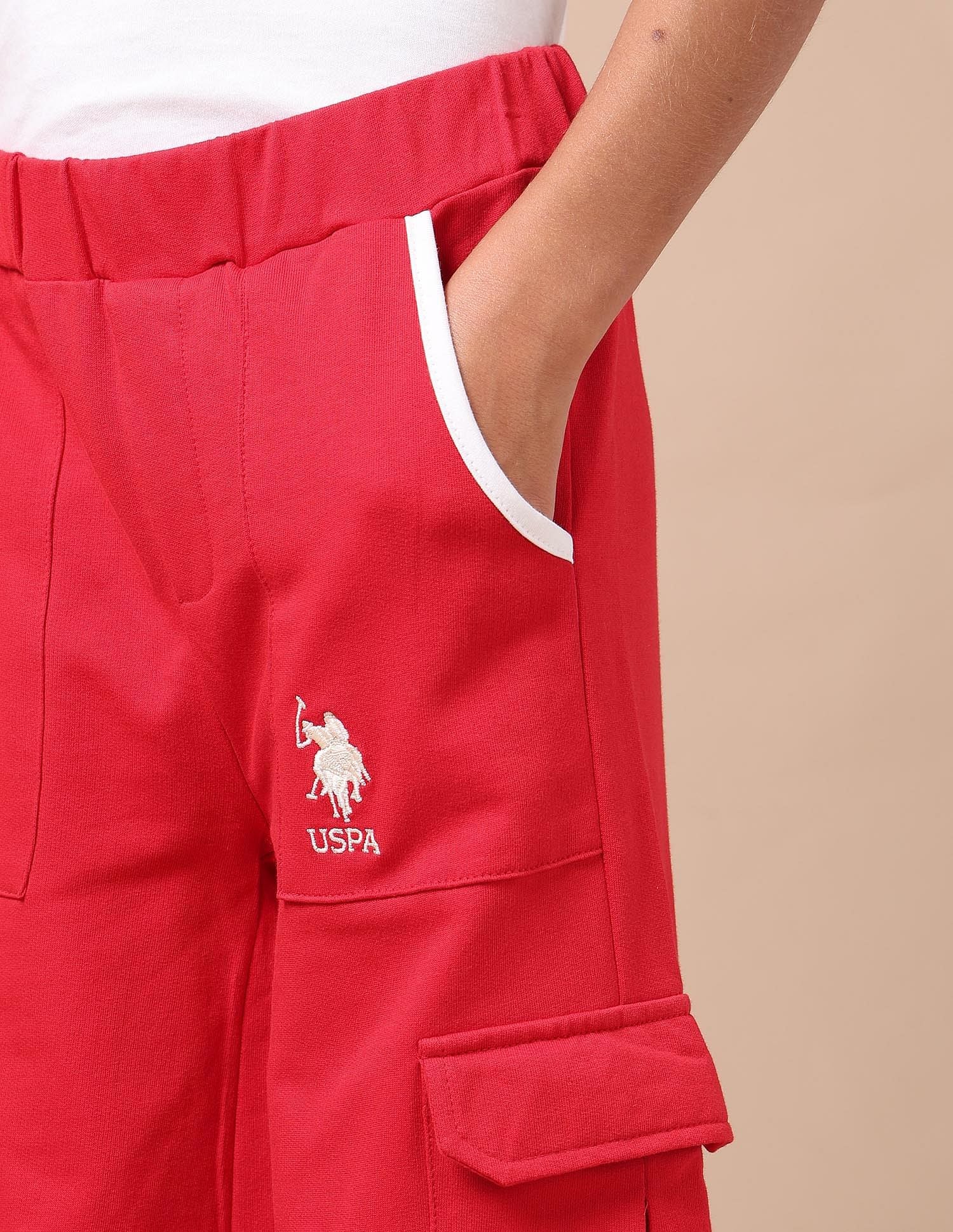 Girls Regular Fit Cargo Track Pants Red - U.S. POLO ASSN. | Large