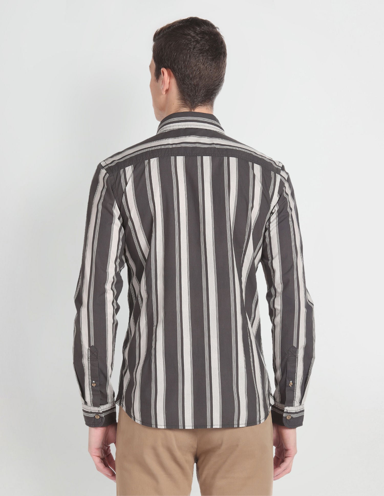 Vertical Stripe Cotton Shirt Grey - U.S. POLO ASSN. | Large