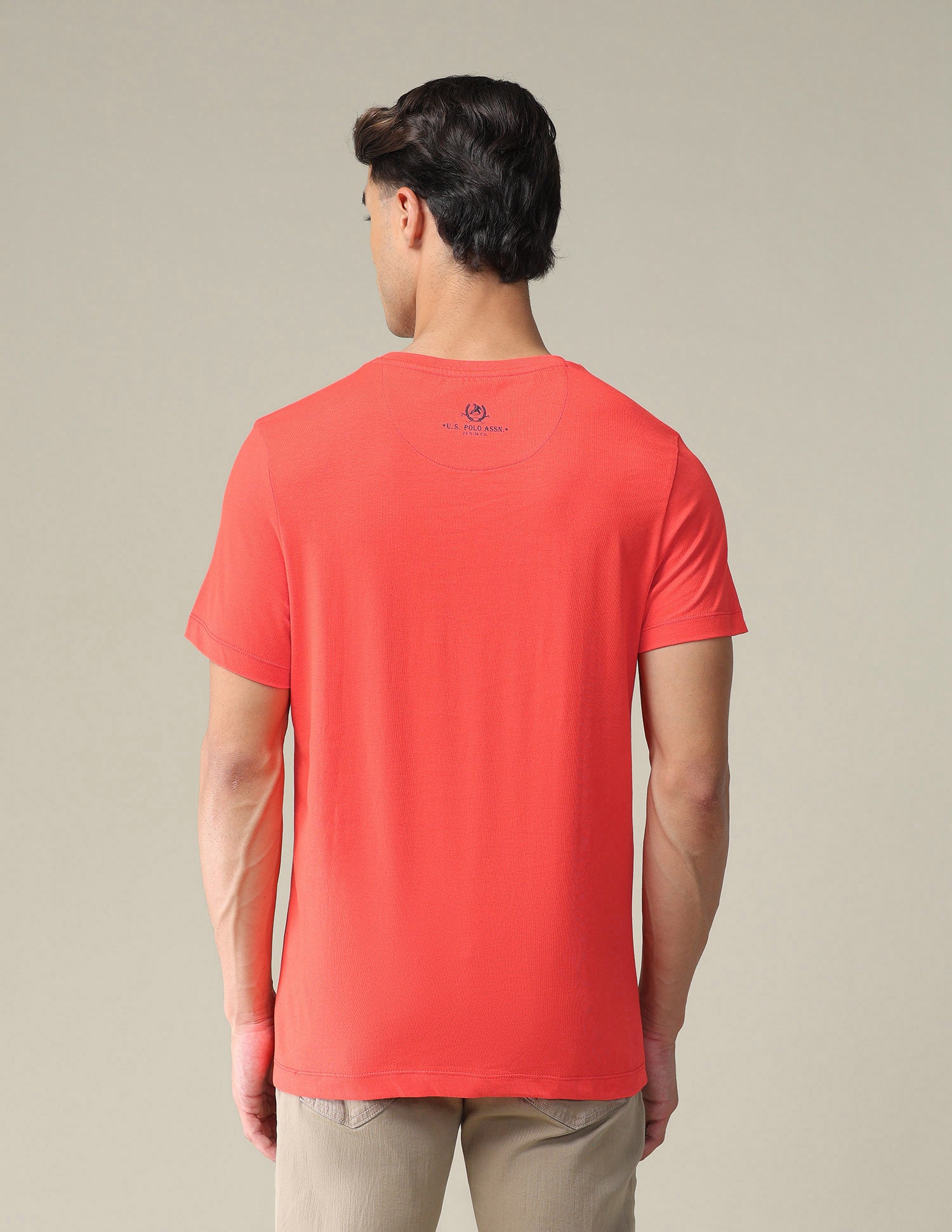 Bold Print Cotton T-Shirt Red - U.S. Polo Assn. India | Large