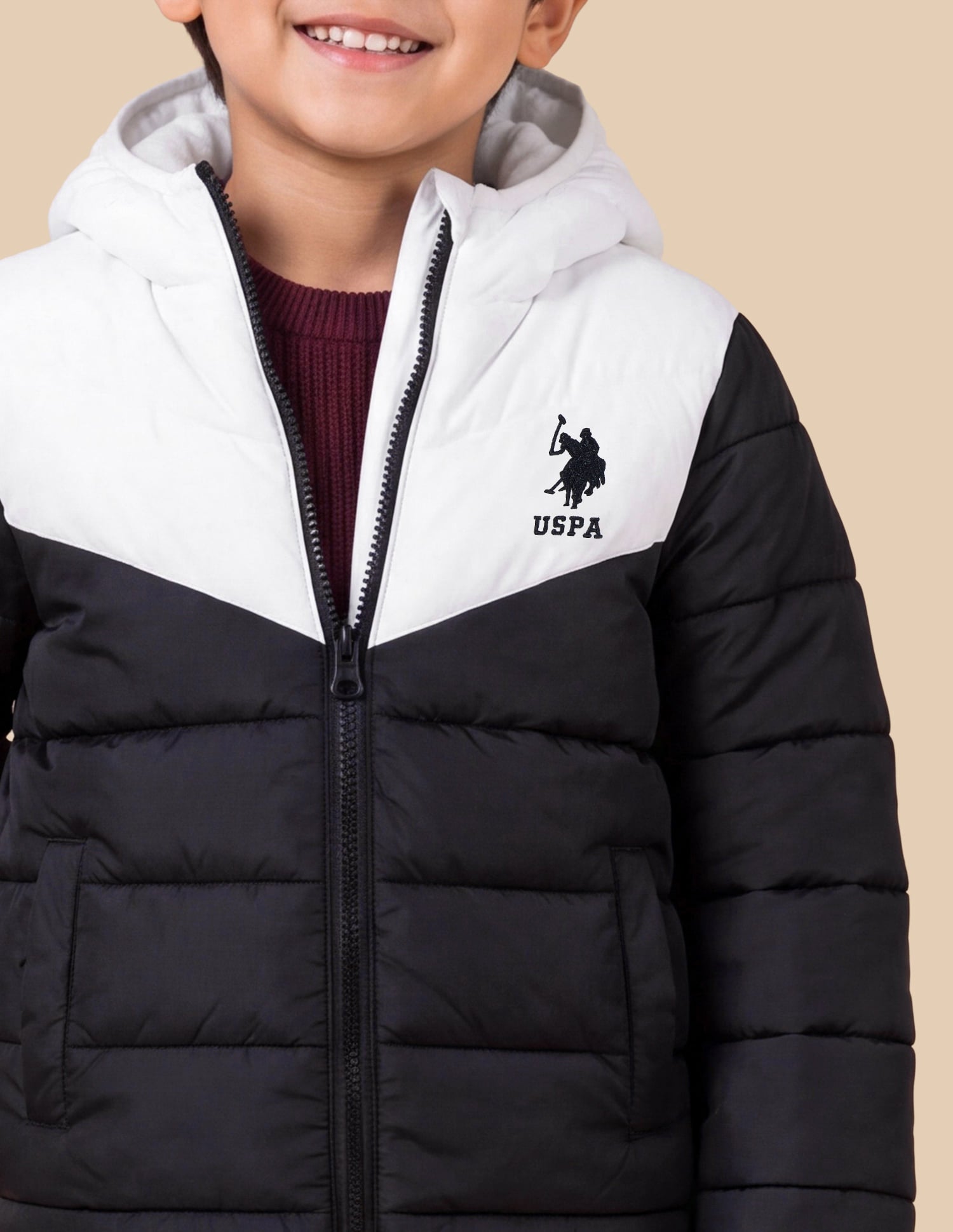 UKJCKO0079 BLACK Boys Jackets Black and White - U.S. Polo Assn. India | Large