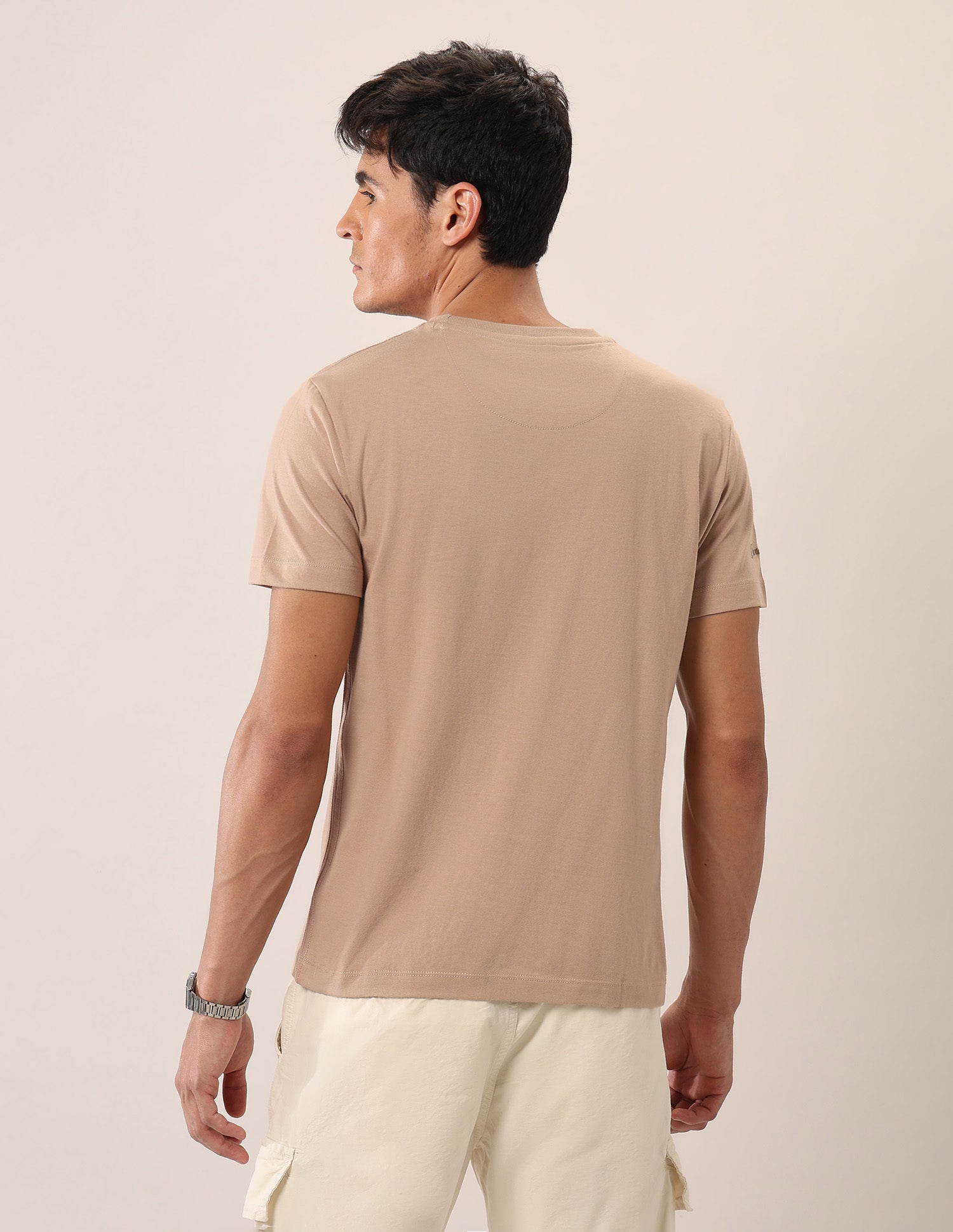 Brand Printed Muscle Fit T-Shirt Beige - U.S. Polo Assn. India | Large
