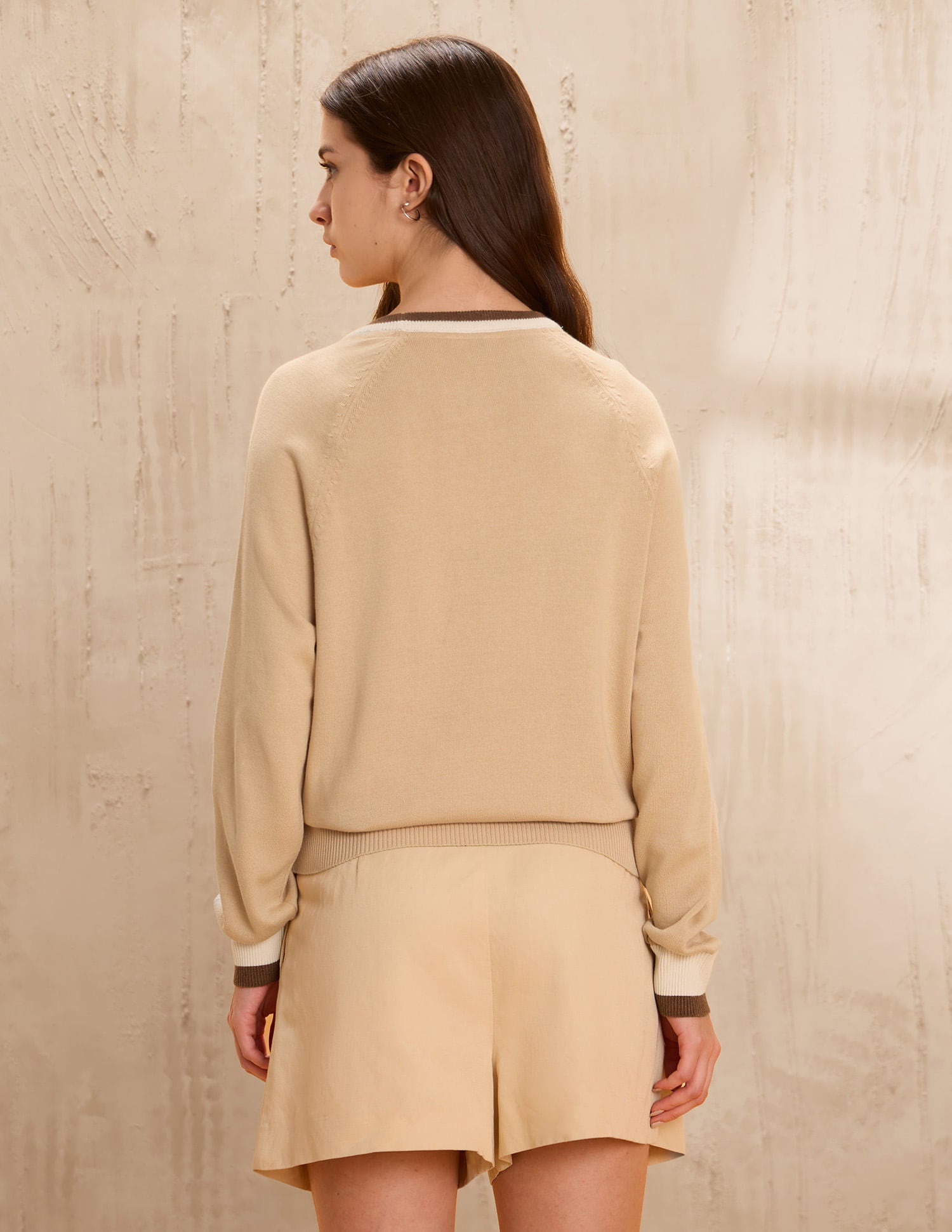 Raglan Fit Solid Sweater Beige - U.S. POLO ASSN. | Large