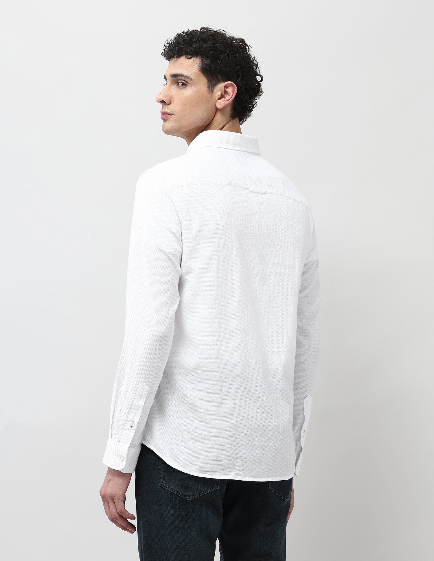 Dobby Slim Fit Shirt White - U.S. POLO ASSN. | Large