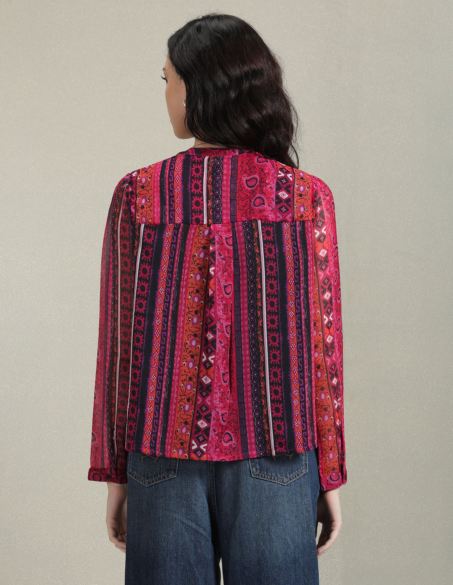 V-Neck Graphic Print Top Fuschia - U.S. POLO ASSN. | Large