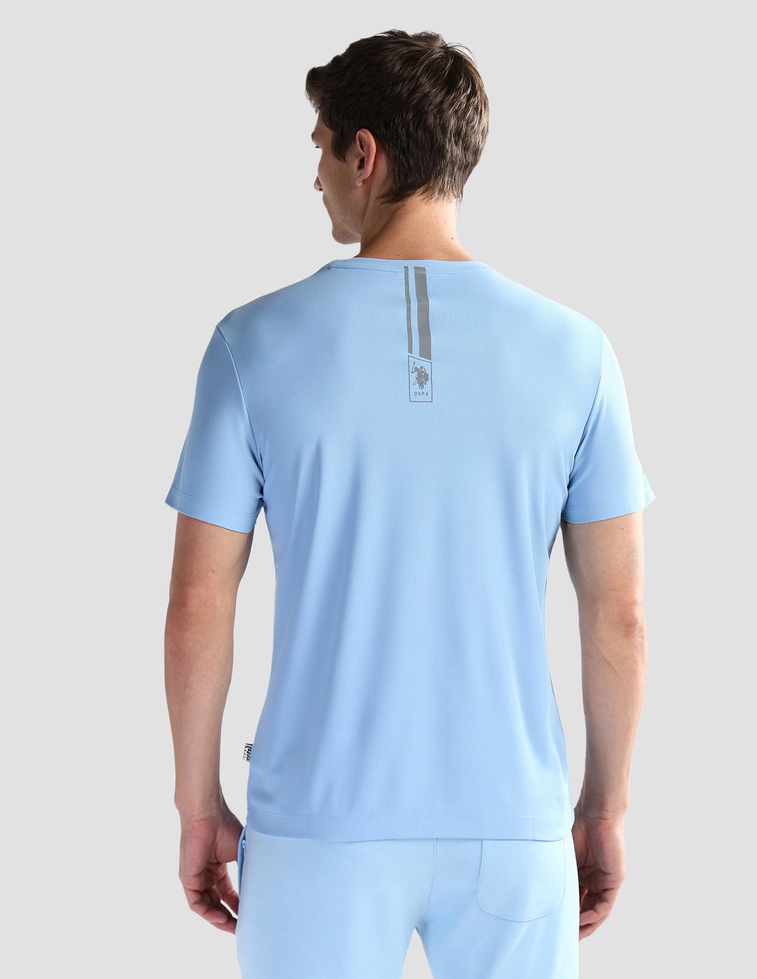 Brand Print Slim Fit T-Shirt Light Blue - U.S. Polo Assn. India | Large