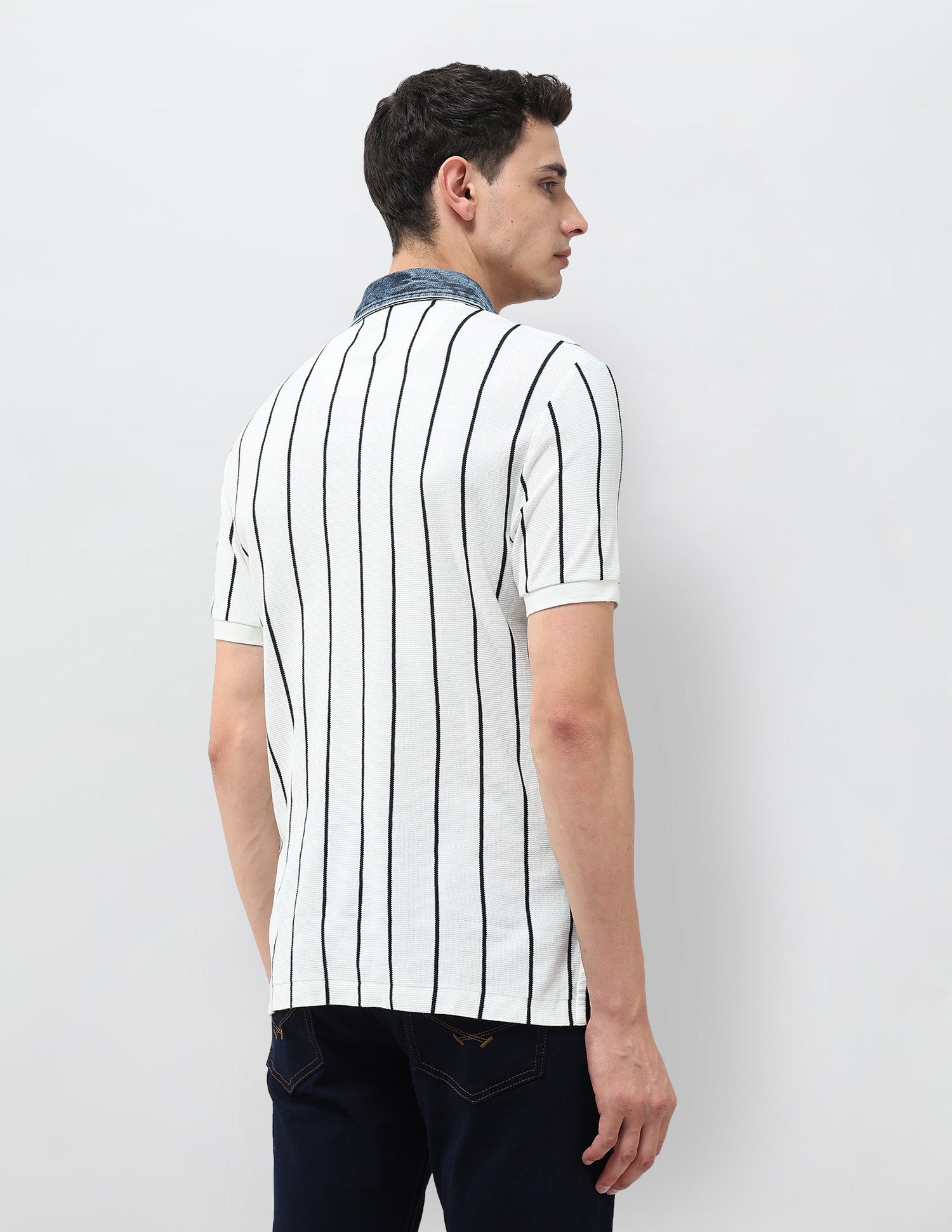 Monochrome Vertical Striped Polo Shirt Ivory - U.S. POLO ASSN. | Large