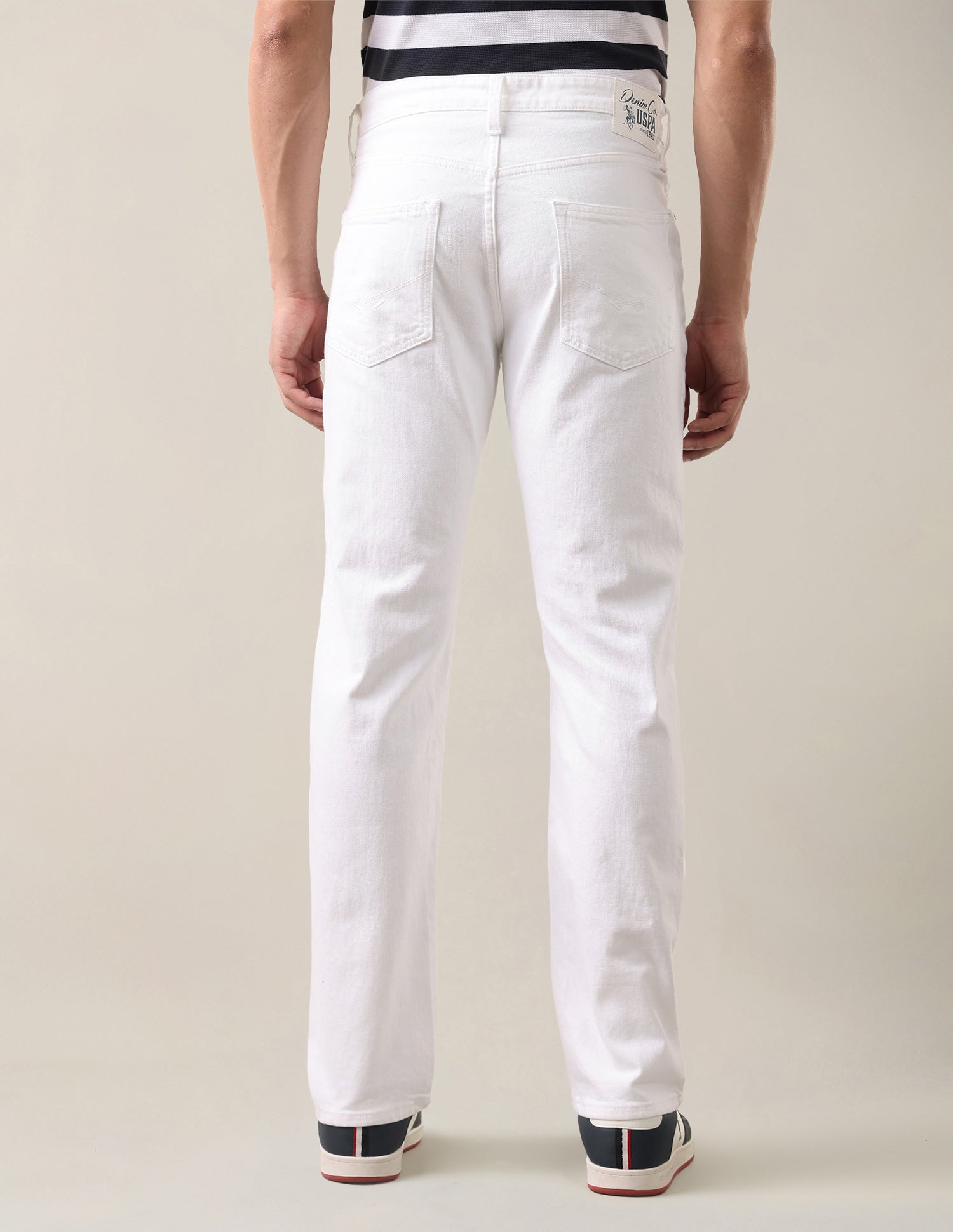 Harold Slim Straight Fit White Jeans White - U.S. Polo Assn. India | Large