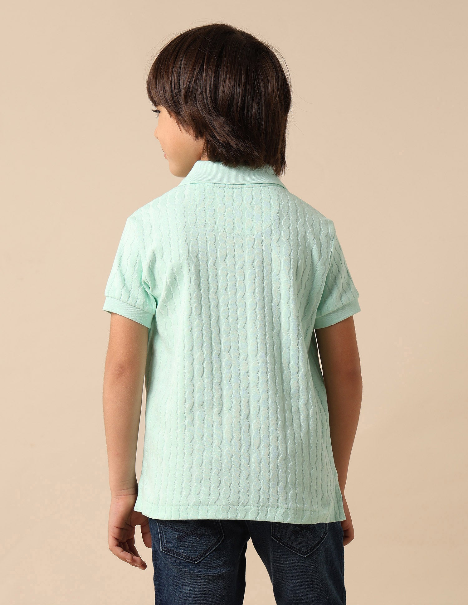 Boys Textured Pure Cotton Polo Shirt Light Green - U.S. POLO ASSN. | Large